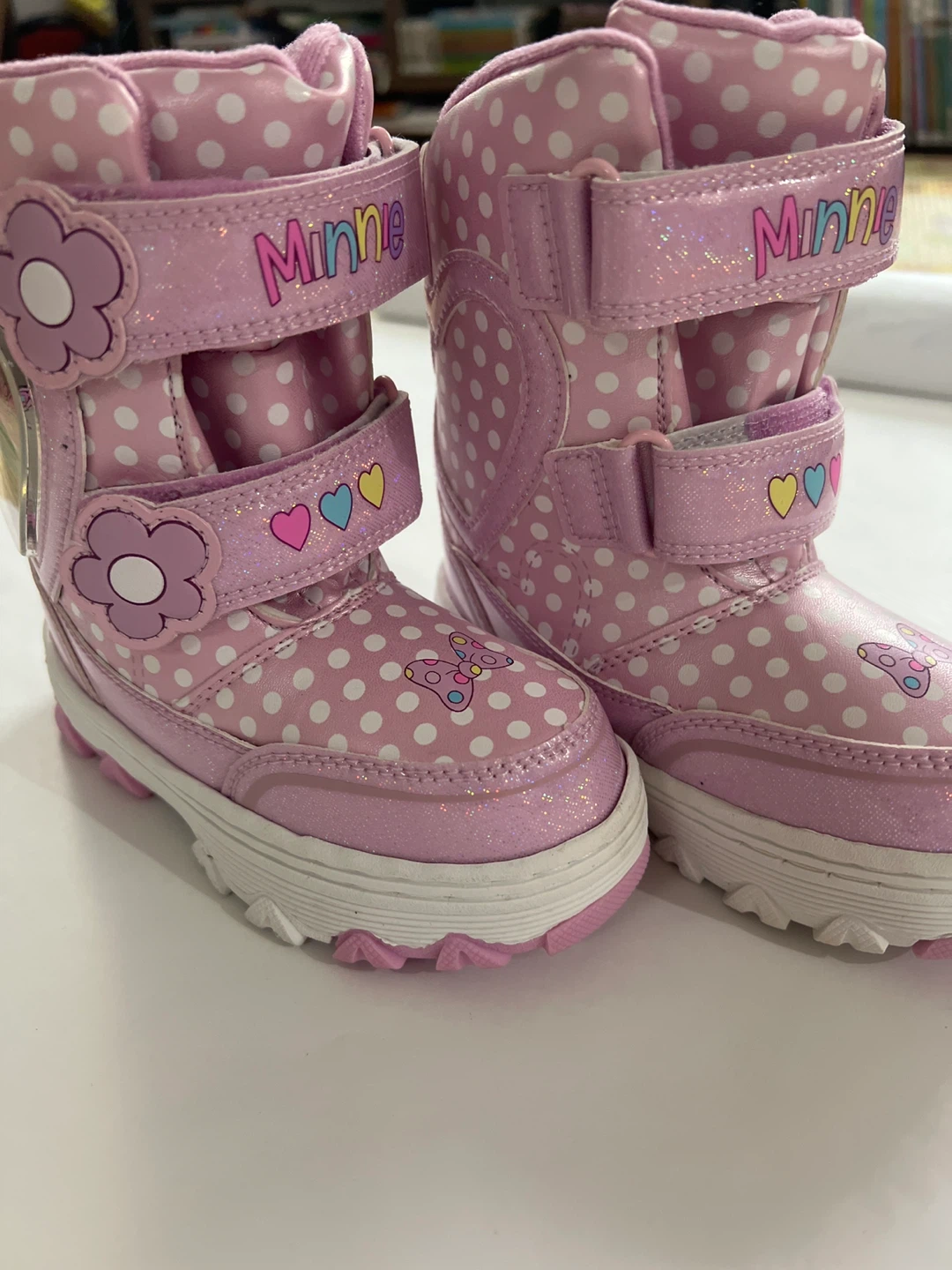 Minnie Mouse Pink Polka Dot Snow Boots size toddler 10