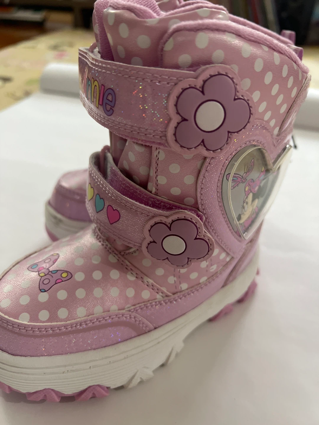 Minnie Mouse Pink Polka Dot Snow Boots size toddler 10 - photo 2