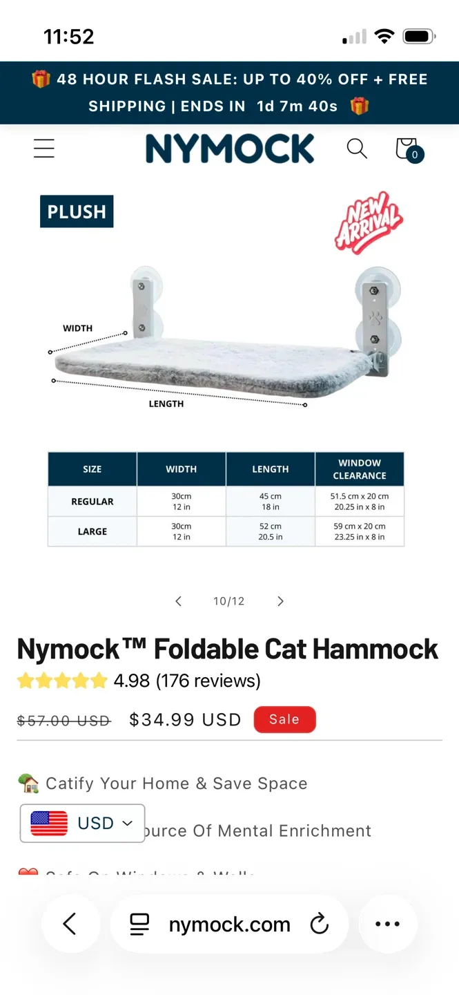 Nymock Foldable Cat Hammock - Plush & Comfy image indicator(2)