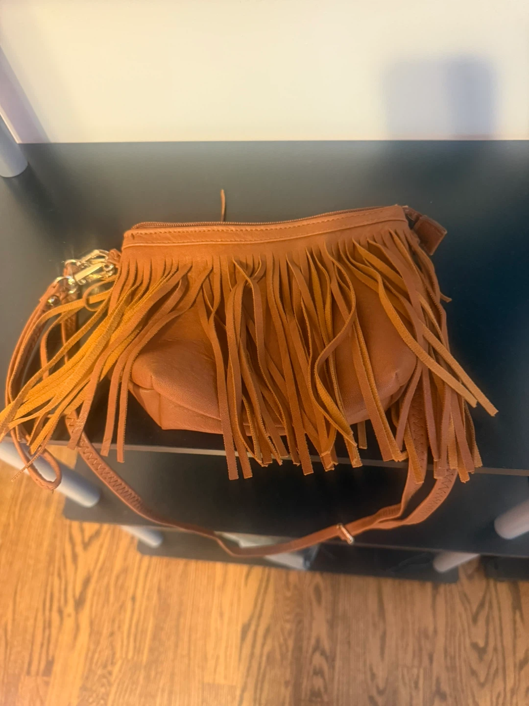 Fashion Puzzle Brown Fringe Crossbody Bag