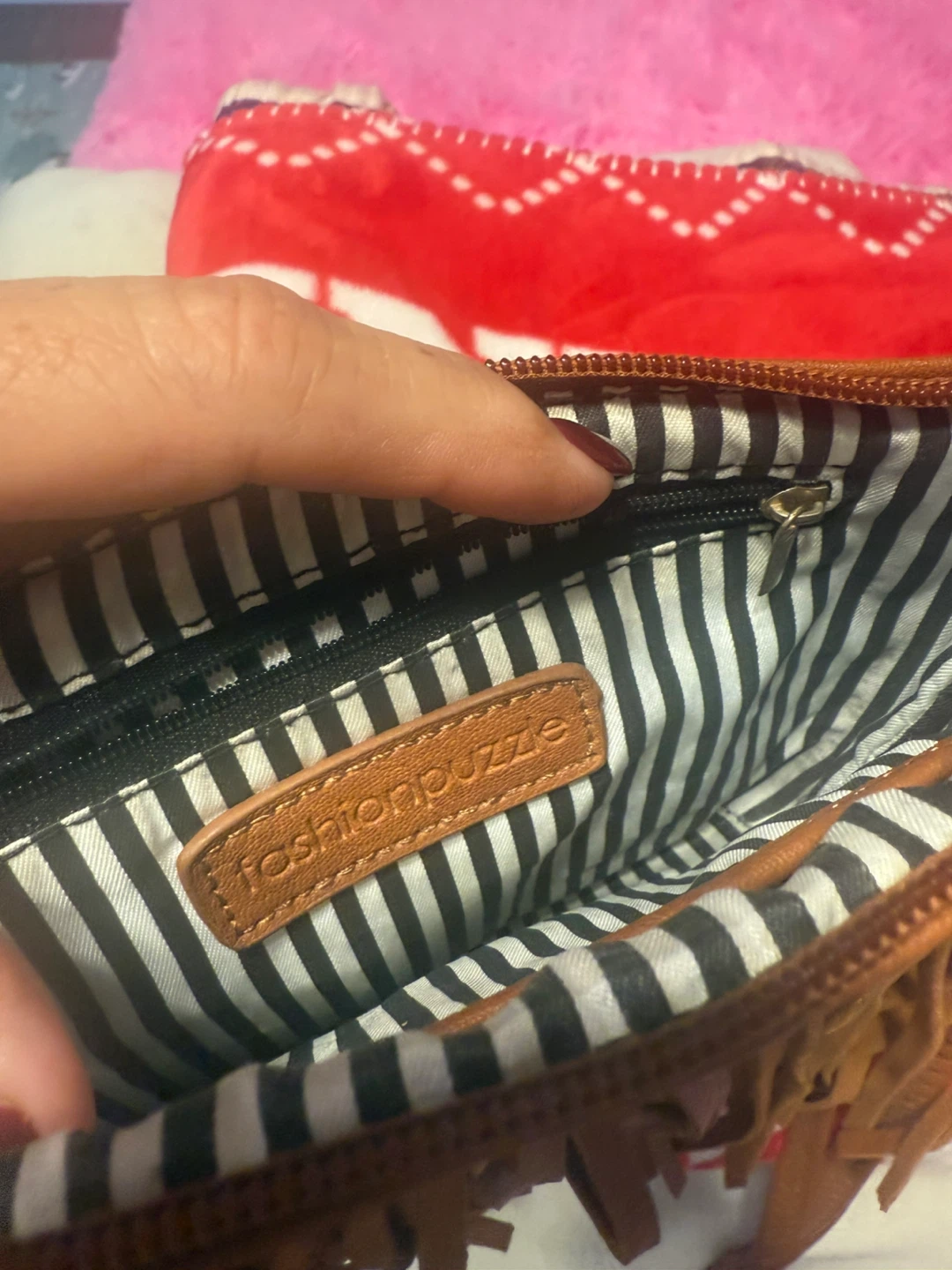 Fashion Puzzle Brown Fringe Crossbody Bag - photo 3