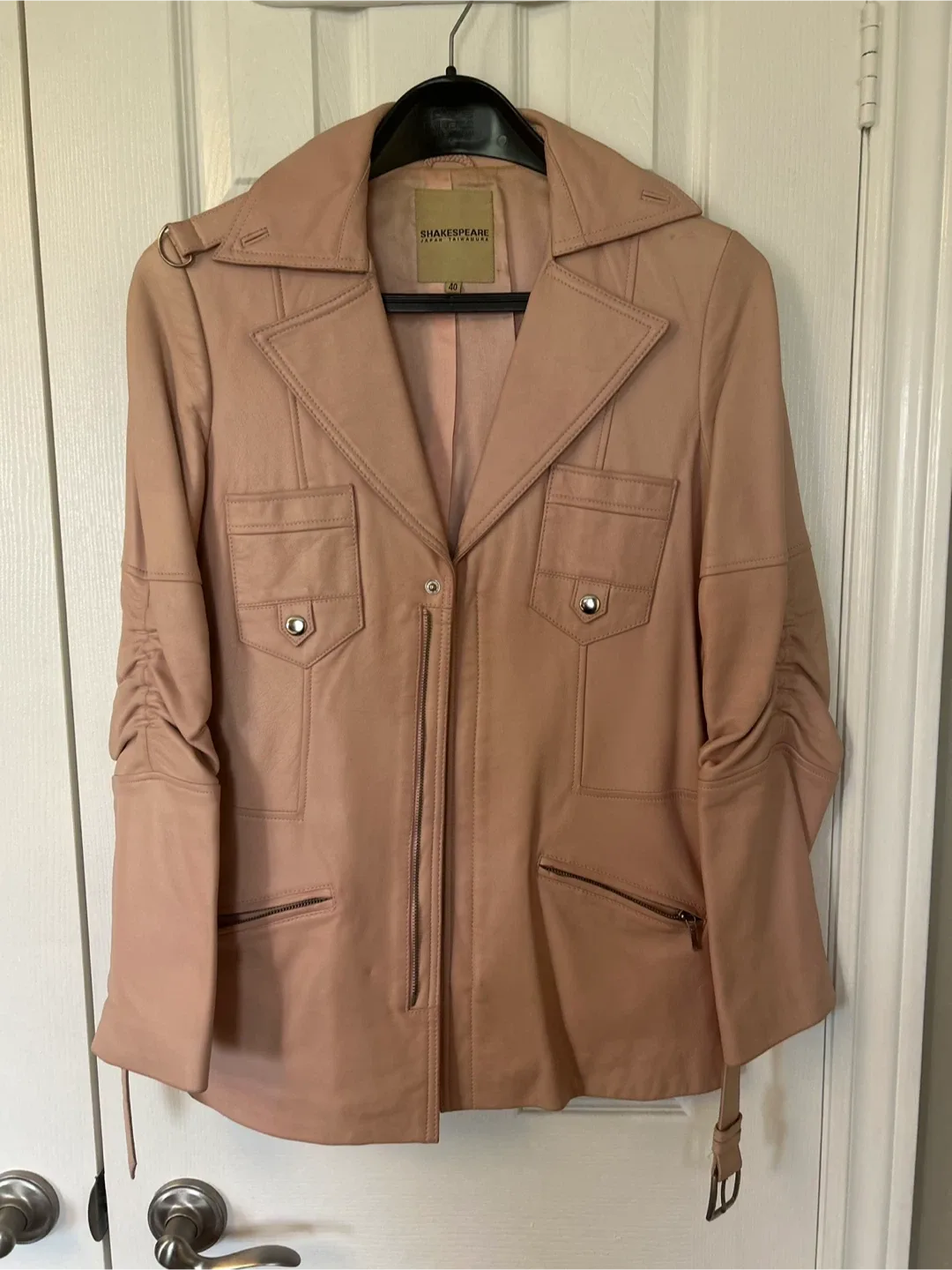 Pink Leather Jacket - Size 40