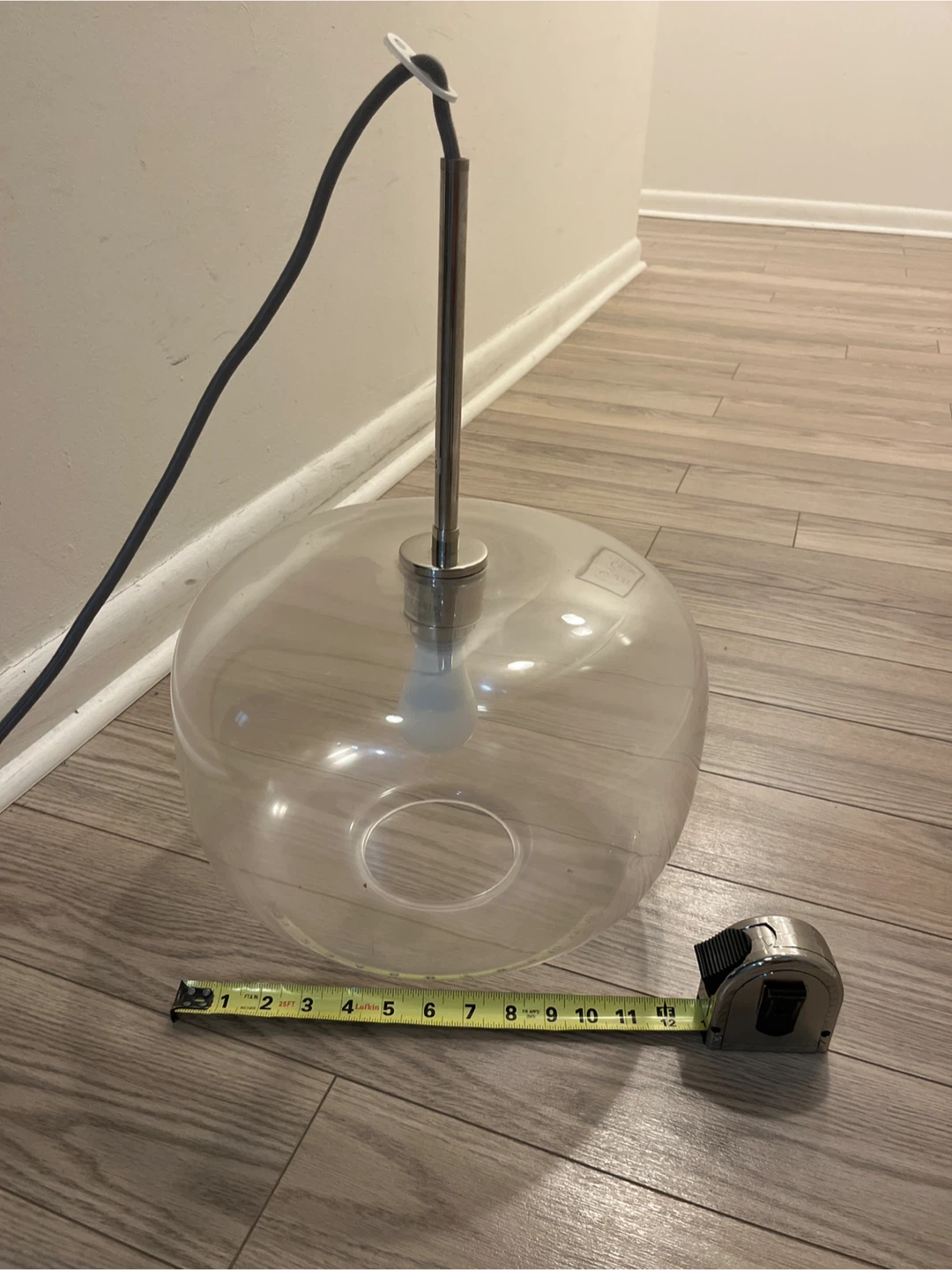 West Elm Clear Glass Dome Pendant Light plug In - photo 4