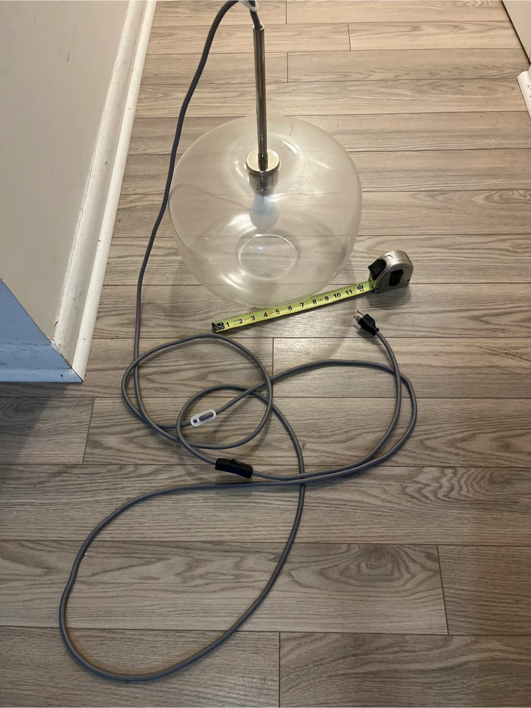 West Elm Clear Glass Dome Pendant Light plug In - photo 5