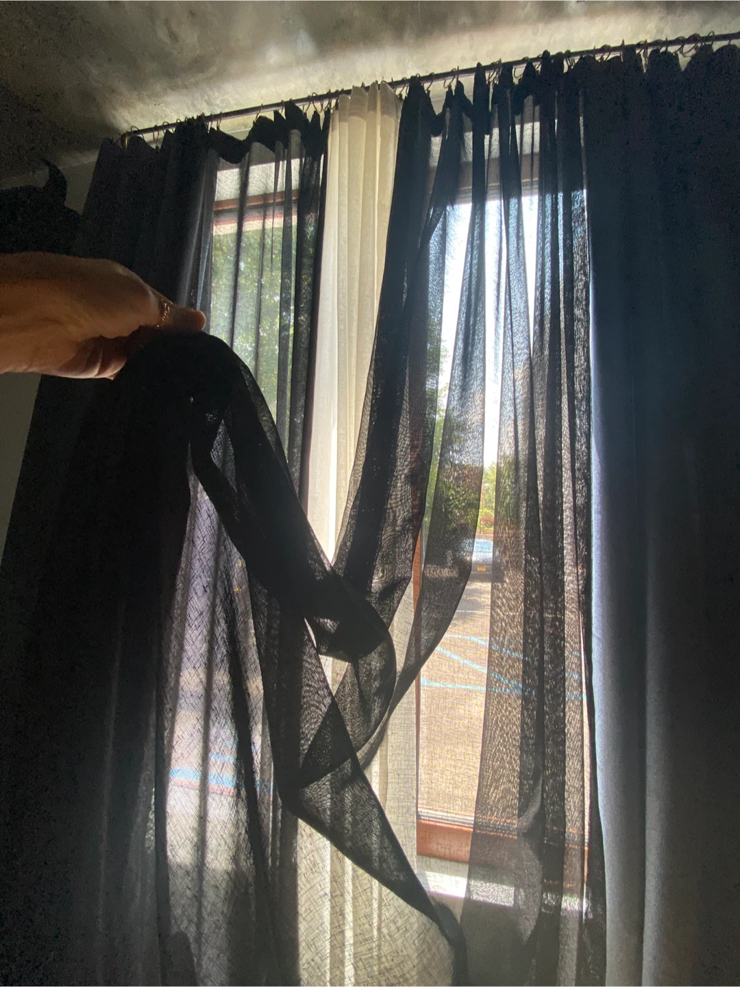 Extra Wide Linen Sheer Curtains Black - photo 2