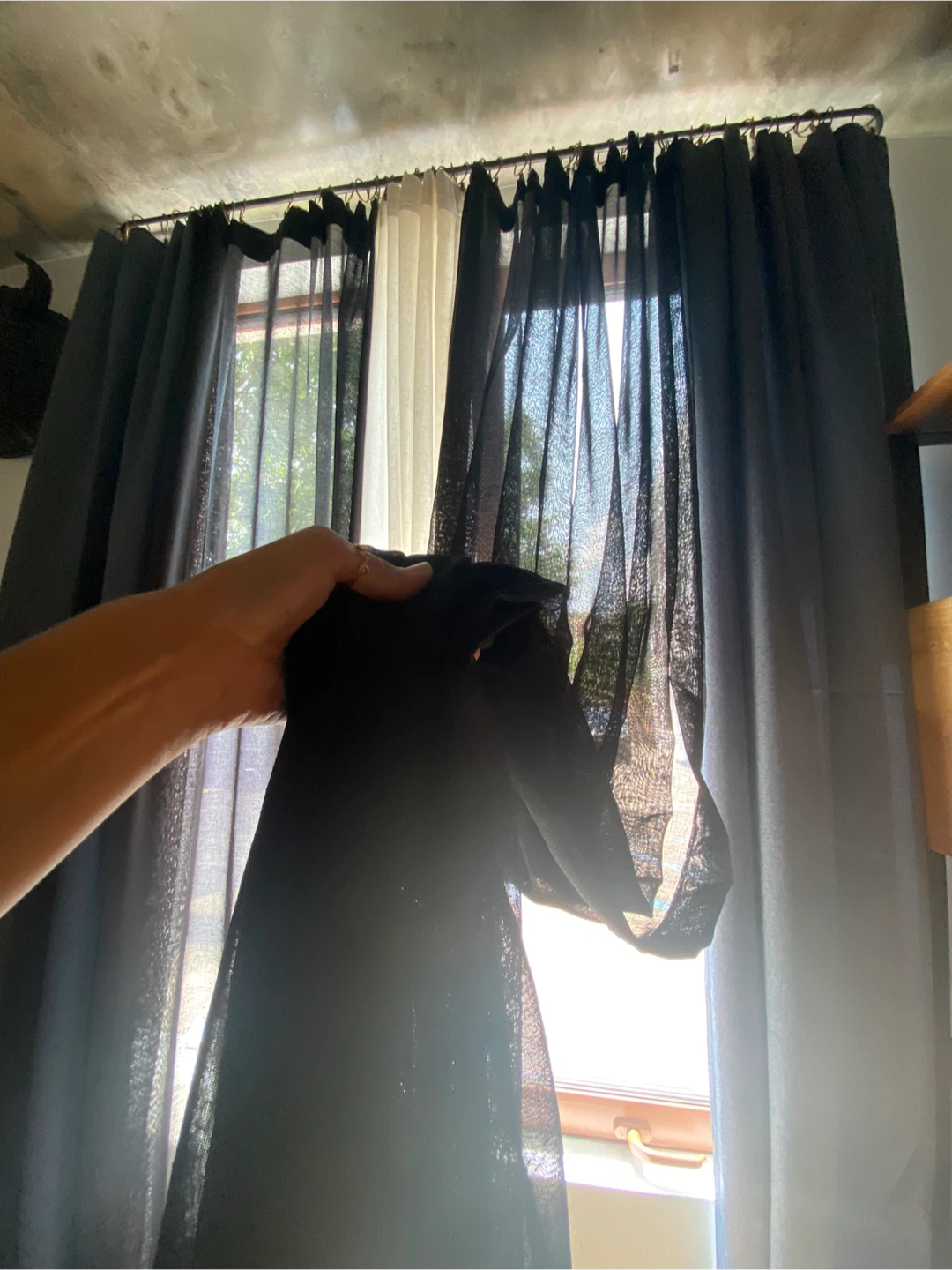 Extra Wide Linen Sheer Curtains Black - photo 3