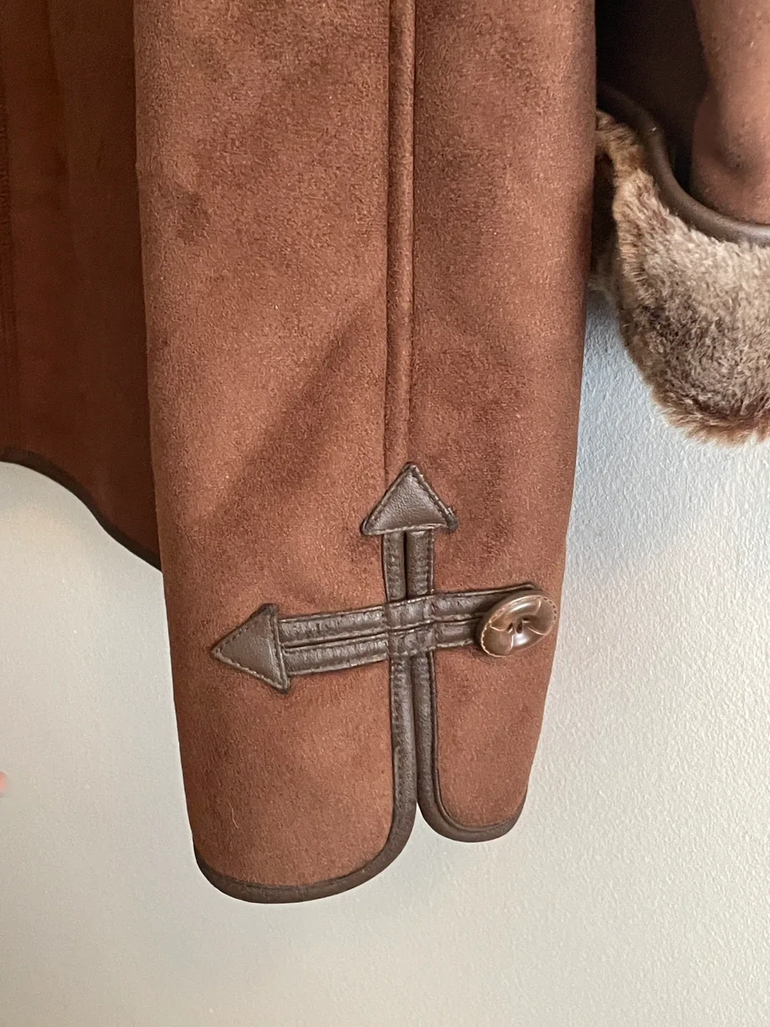 Brown Faux Suede Coat by Fennelli Studio image indicator(3)