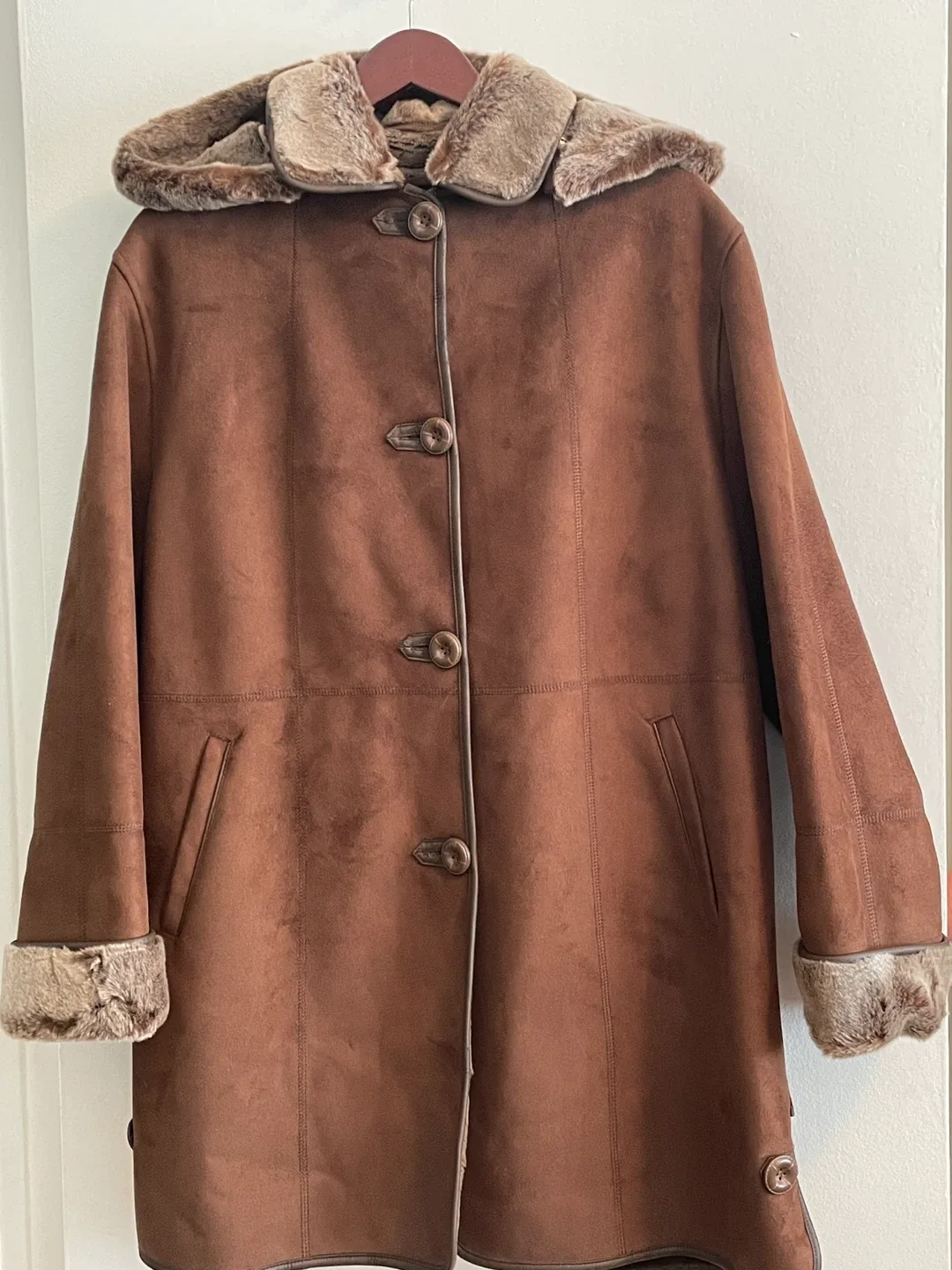 Brown Faux Suede Coat by Fennelli Studio