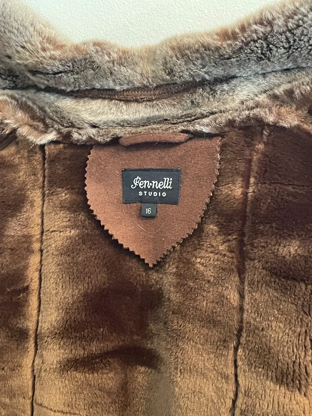Brown Faux Suede Coat by Fennelli Studio image indicator(4)