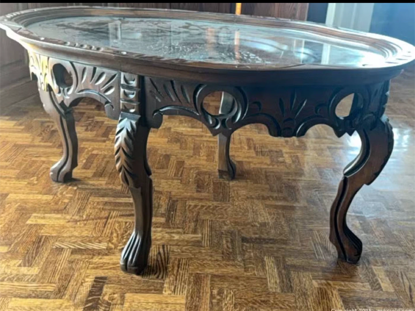 Vintage Eagle Carved Coffee Table - photo 3