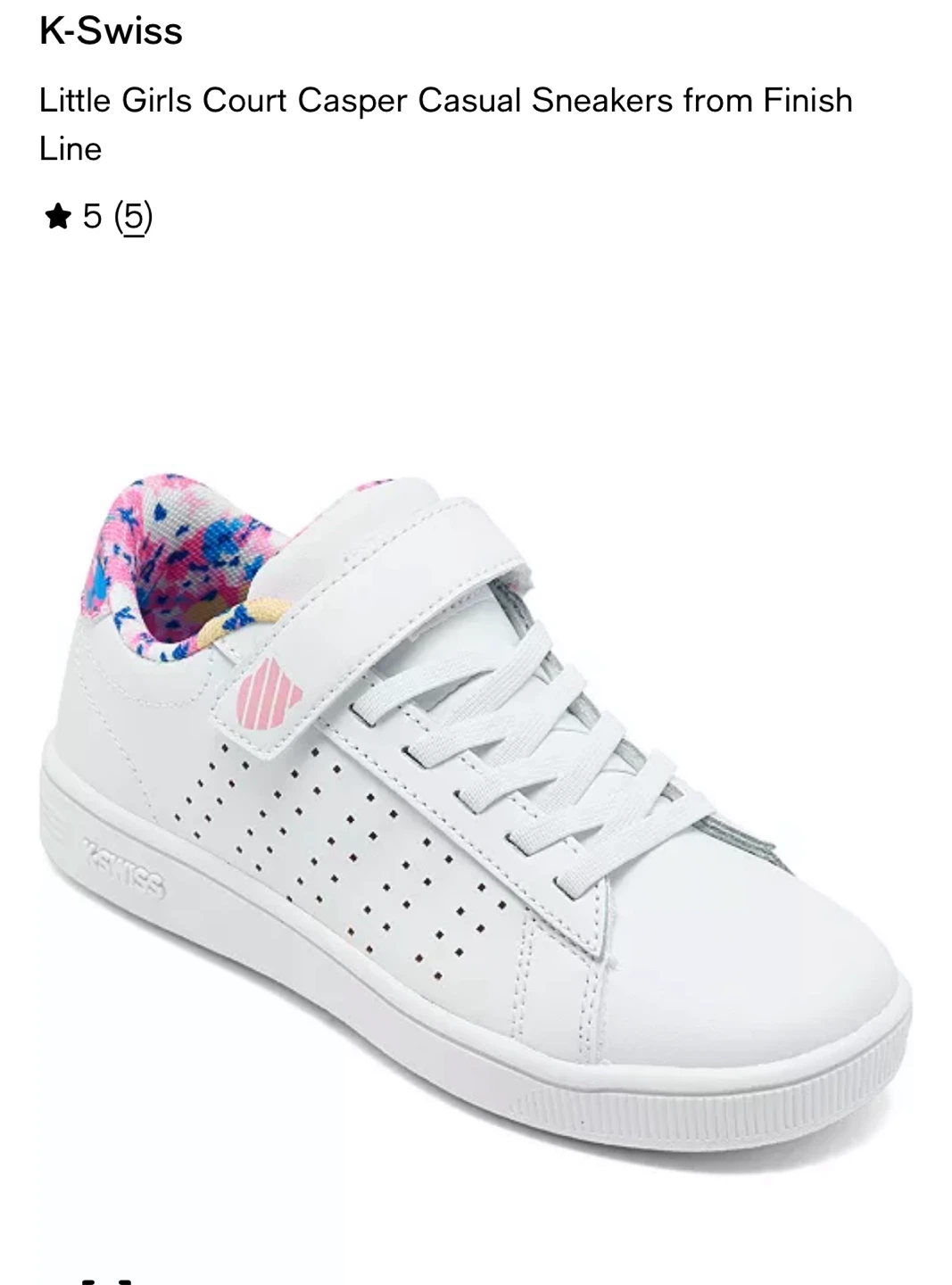 K-Swiss Little Girls Court Casper Sneakers size 3M - photo 2