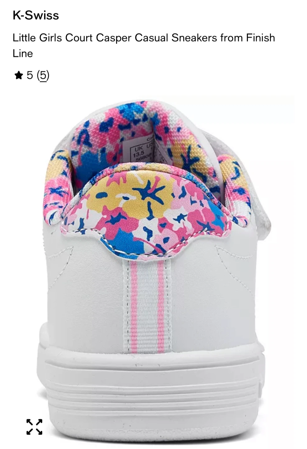 K-Swiss Little Girls Court Casper Sneakers size 3M - photo 4