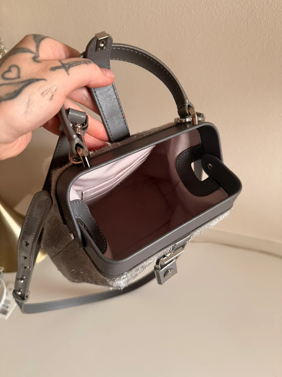 Kate Spade Gray Fur Mini Top Handle Handbag - photo 2