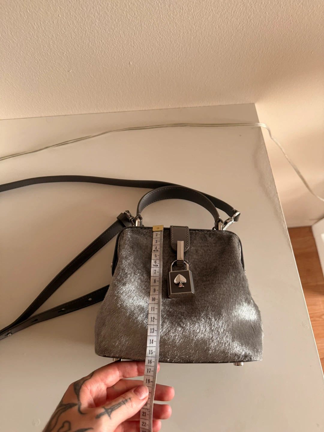 Kate Spade Gray Fur Mini Top Handle Handbag - photo 3