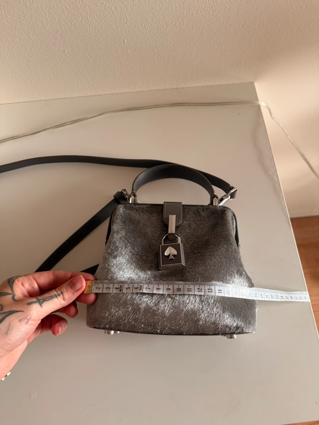 Kate Spade Gray Fur Mini Top Handle Handbag - photo 4