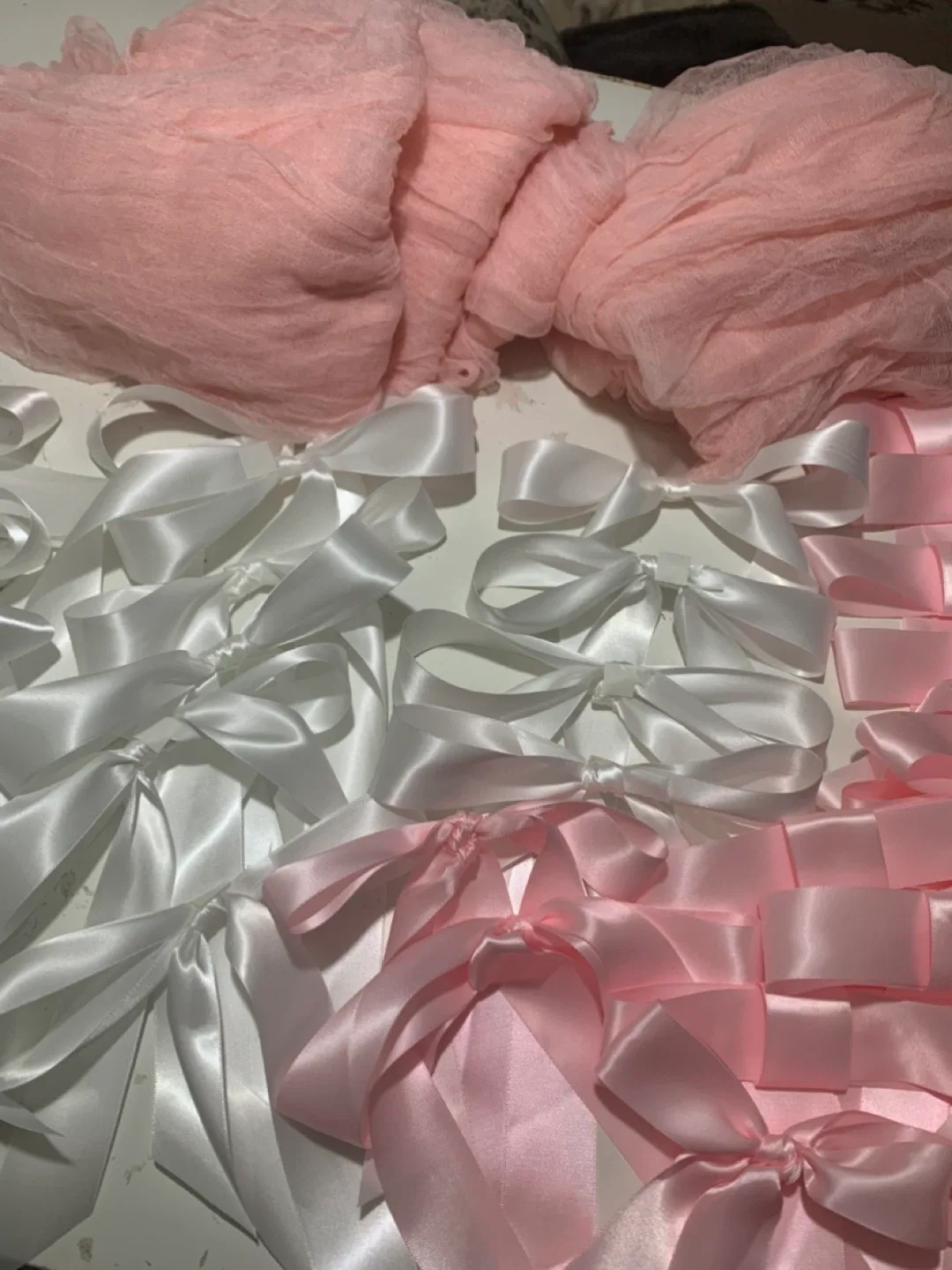 Pink & White Ribbon Bows - Craft Supplies