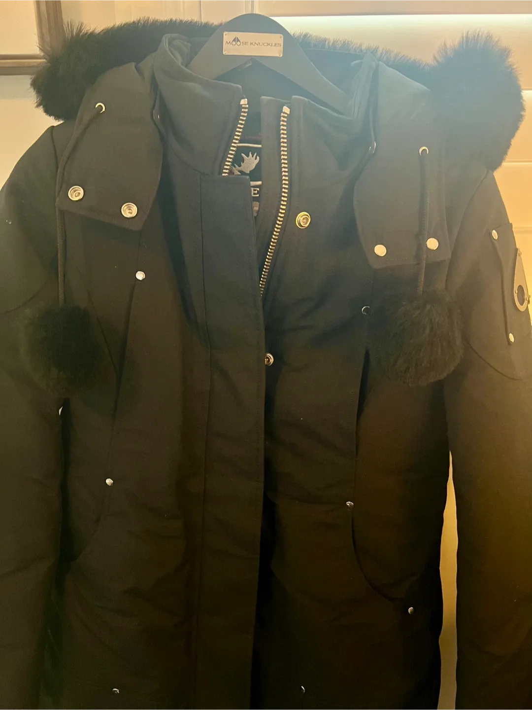 Moose Knuckles Black Down Parka - Size M