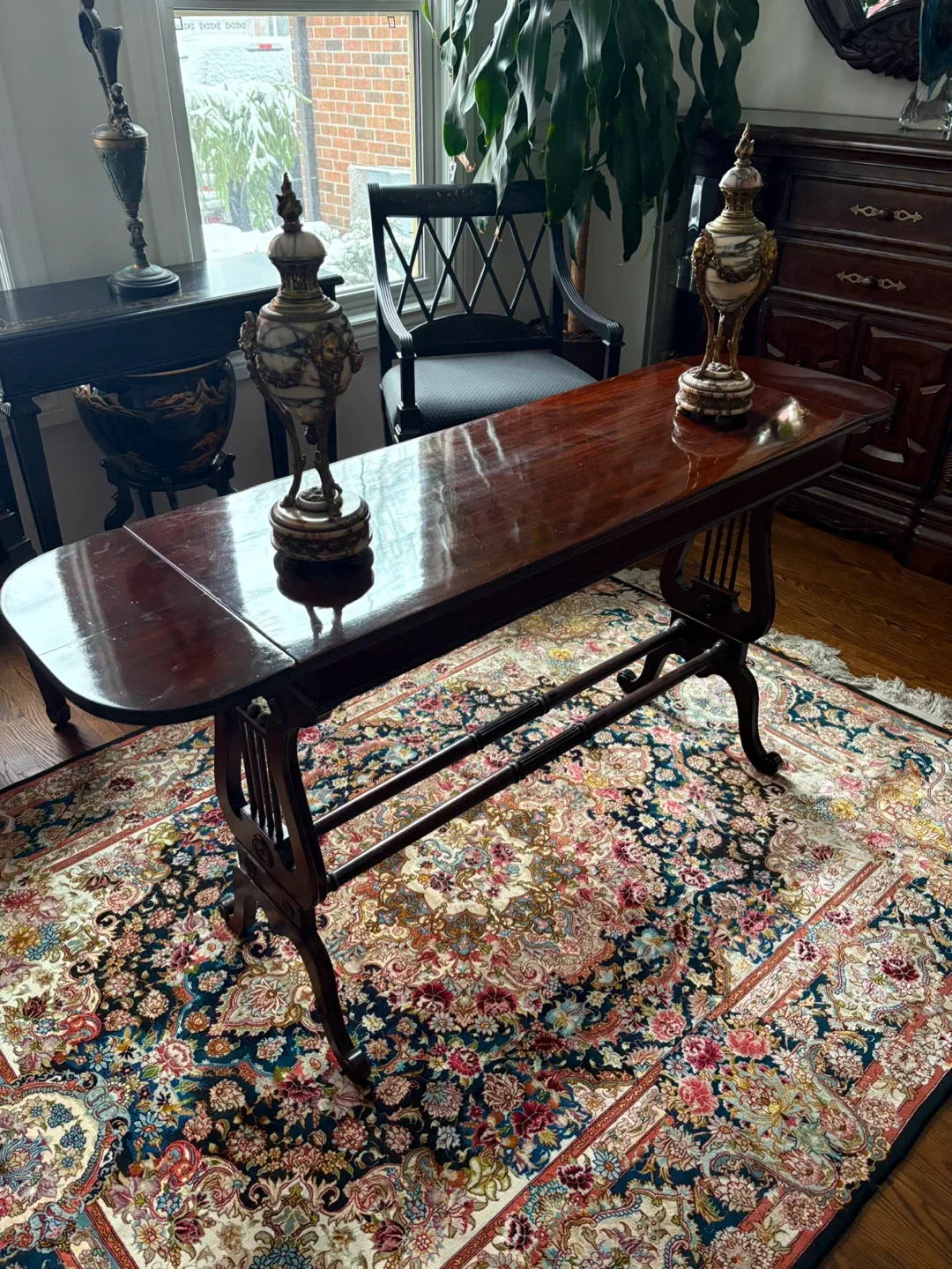 Vintage Mahogany Lyre Table
