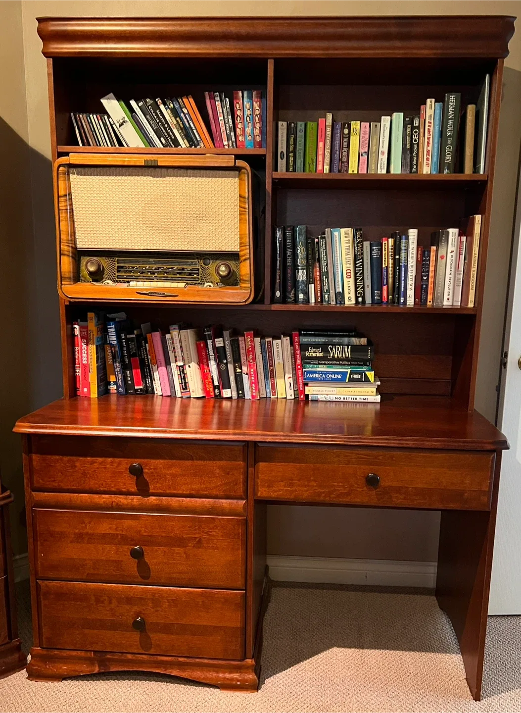 Wood Wardrobe, Nightstand, and Desk Set