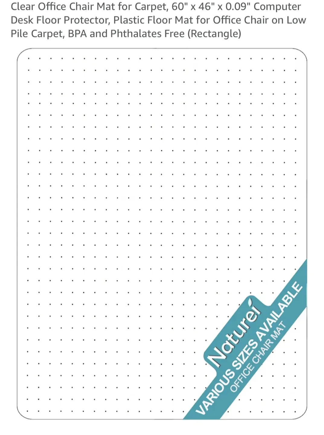 Naturel Office Chair Mat 60"x46" 3 pcs available