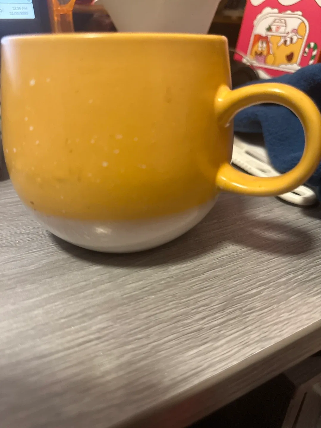 Yellow and White Mug