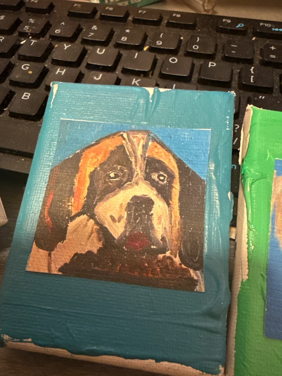 Handmade Dog Art Block