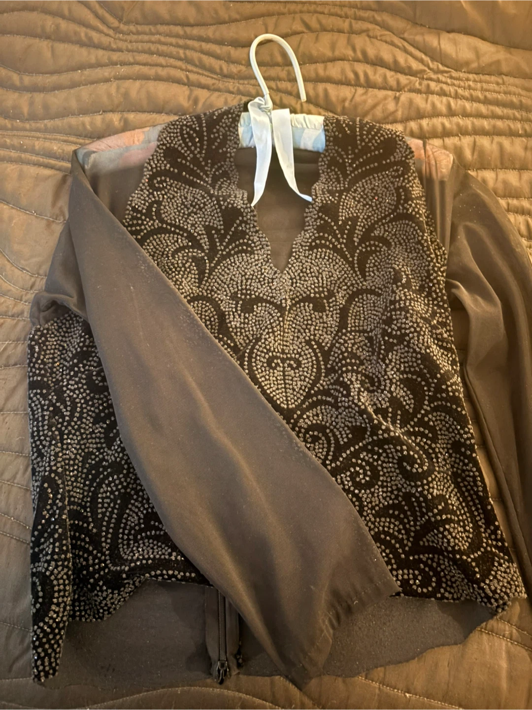 Laura Petites Black Embellished Top - Size L/G