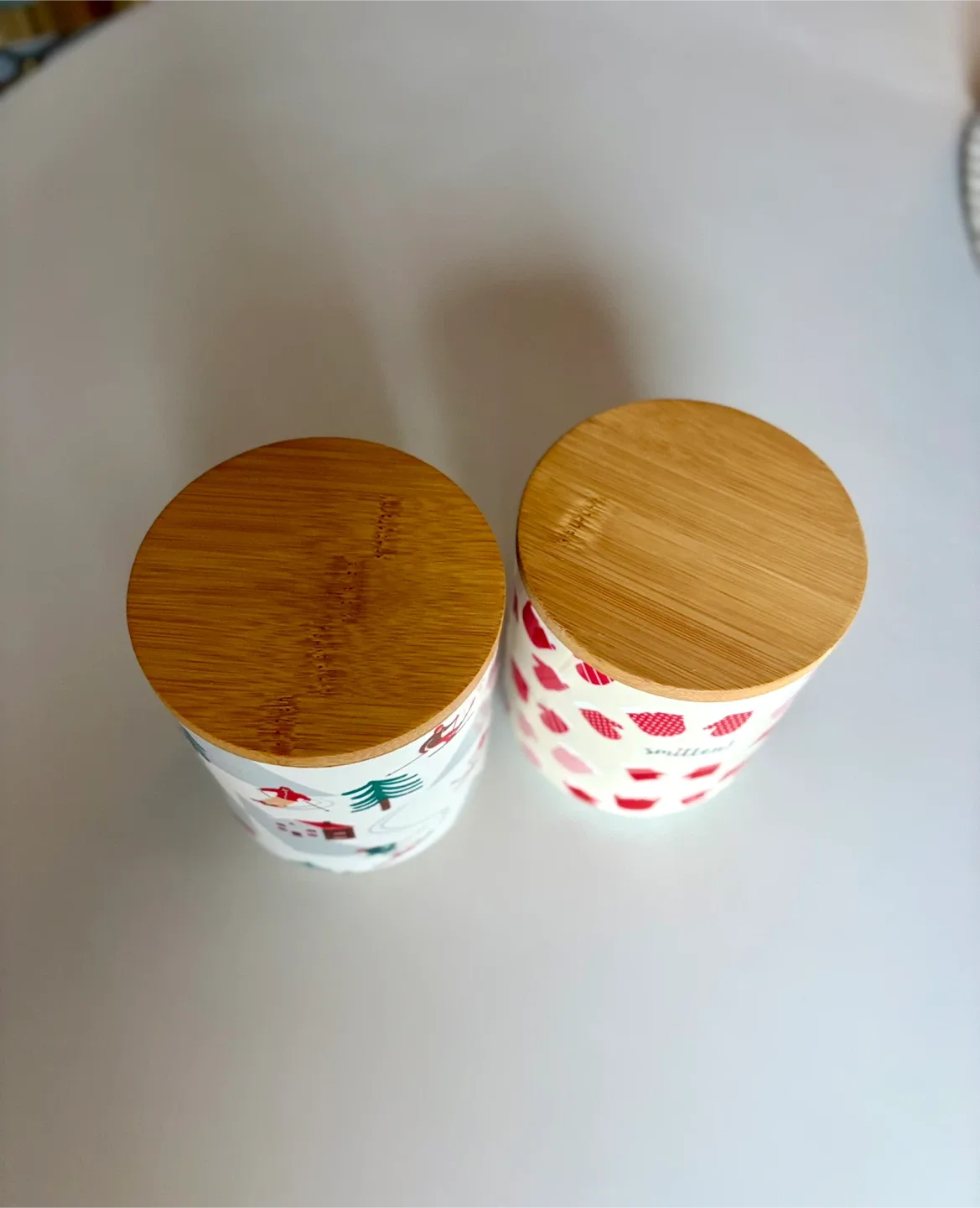 Set of 2 Holiday-Themed Canisters with Bamboo Lids image indicator(2)