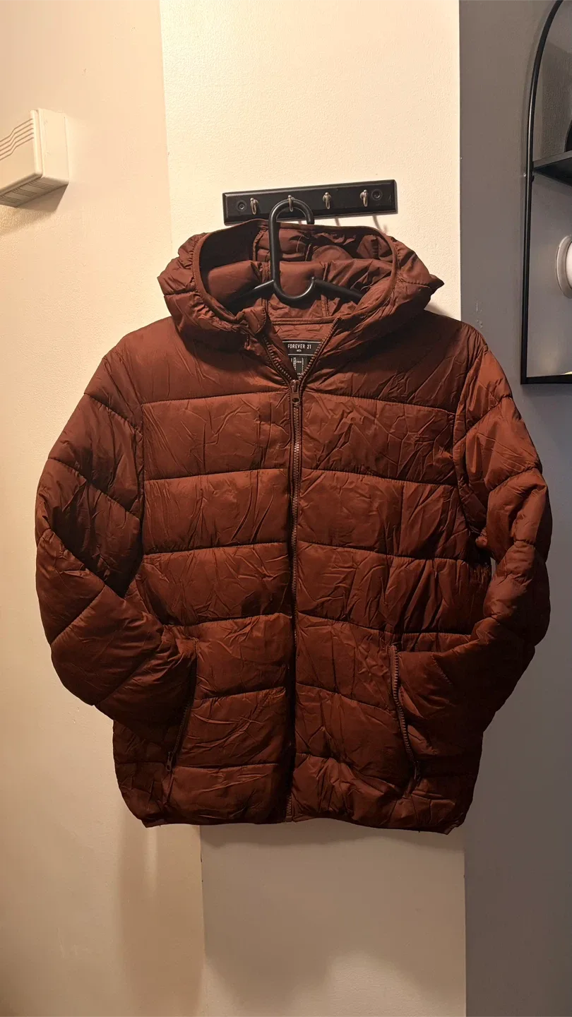Forever 21 Men's Brown Puffer Jacket - Size L