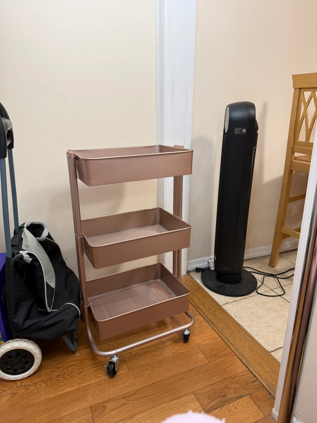 Darice 3-Tier Metal Rolling Cart - Rose Gold - photo 4