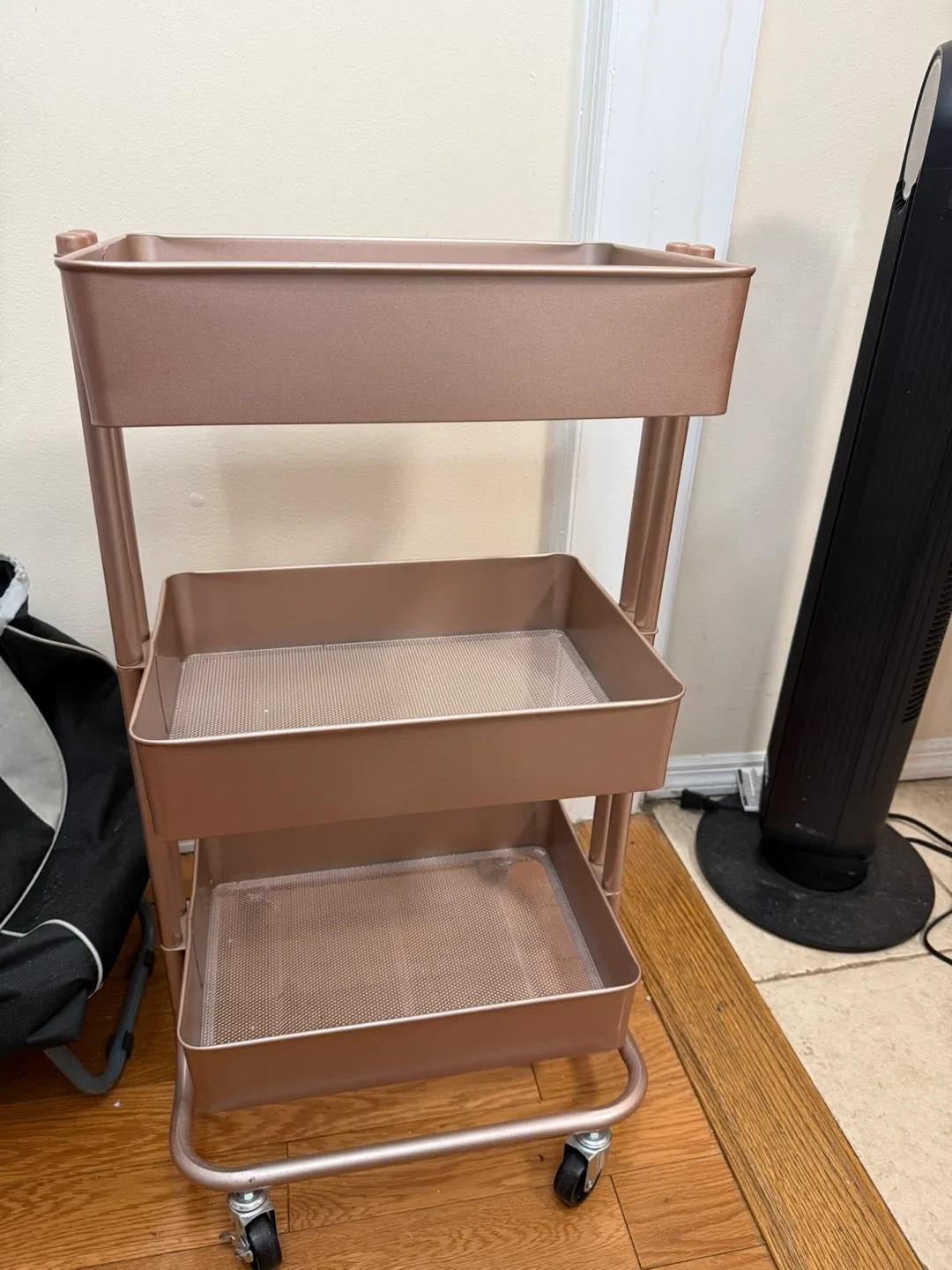 Darice 3-Tier Metal Rolling Cart - Rose Gold