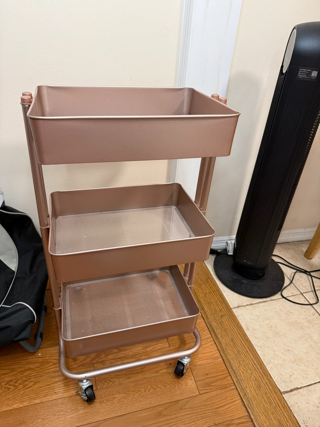 Darice 3-Tier Metal Rolling Cart - Rose Gold - photo 2