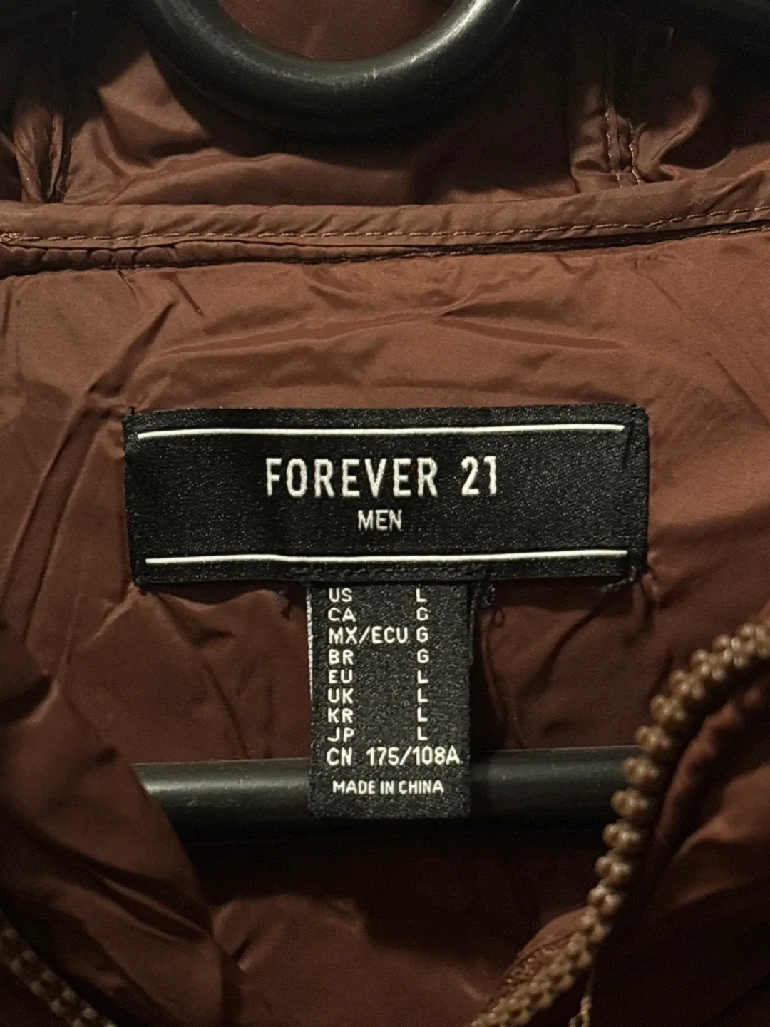 Forever 21 Men's Brown Puffer Jacket - Size L image indicator(2)
