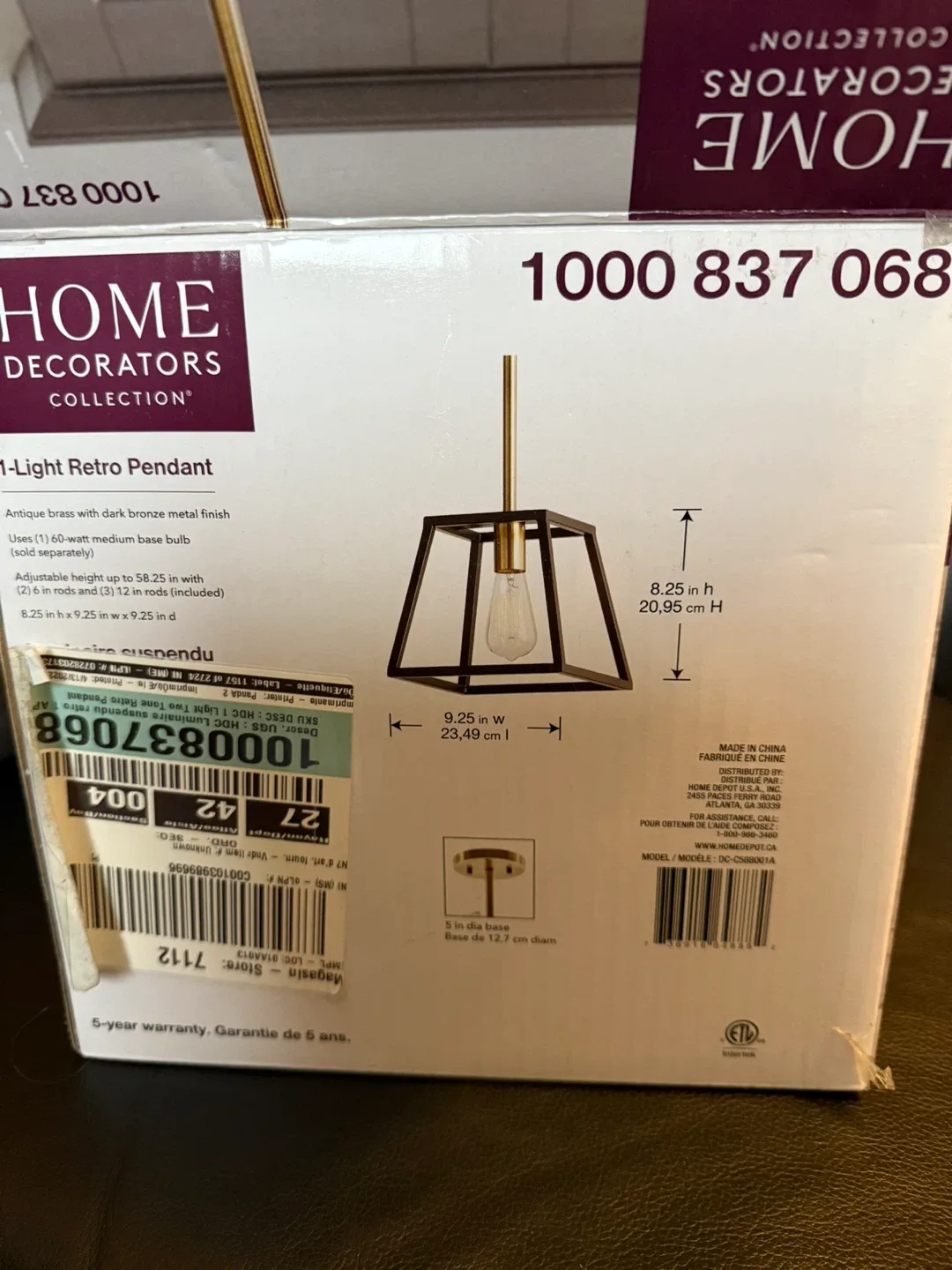 Home Decorators Collection 1-Light Retro Pendant image indicator(2)