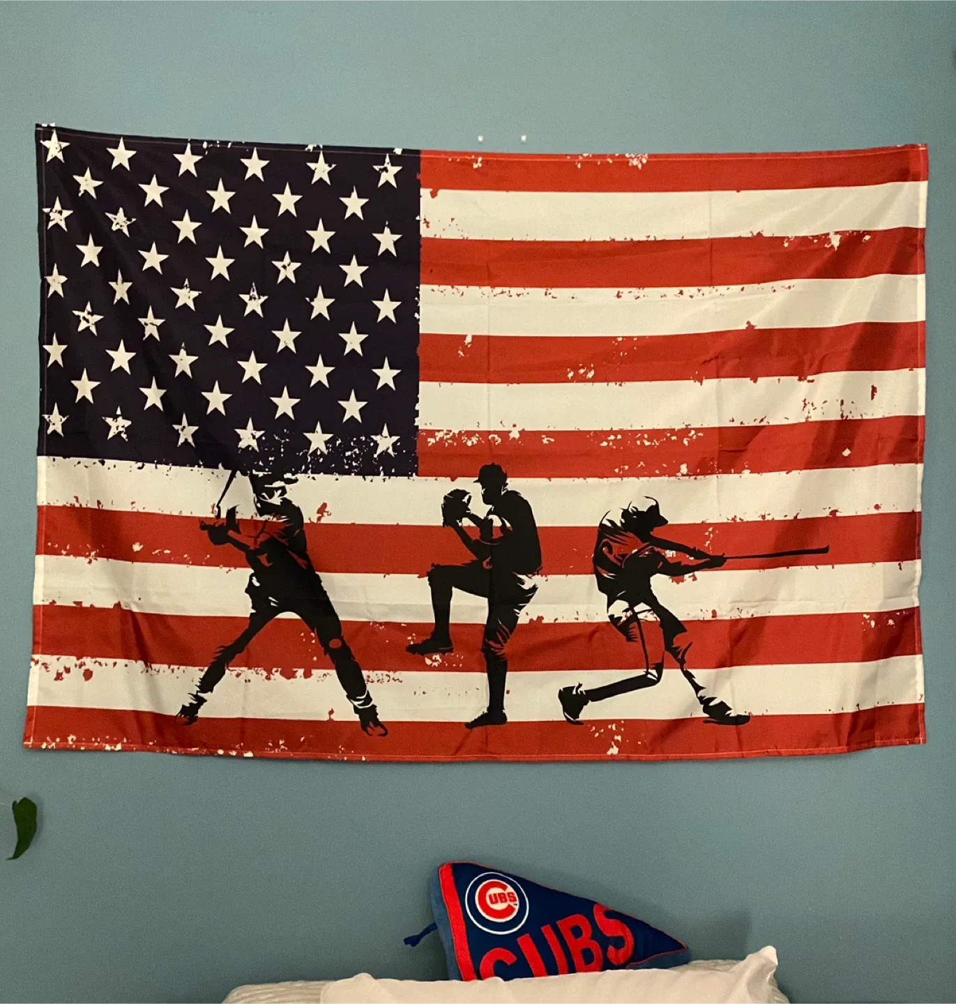 America Flag Baseball Tapestry