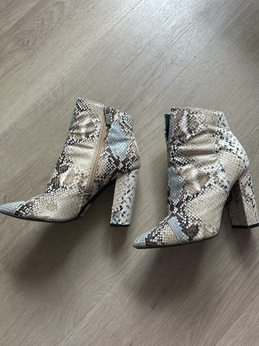Snakeskin Print Ankle Boots