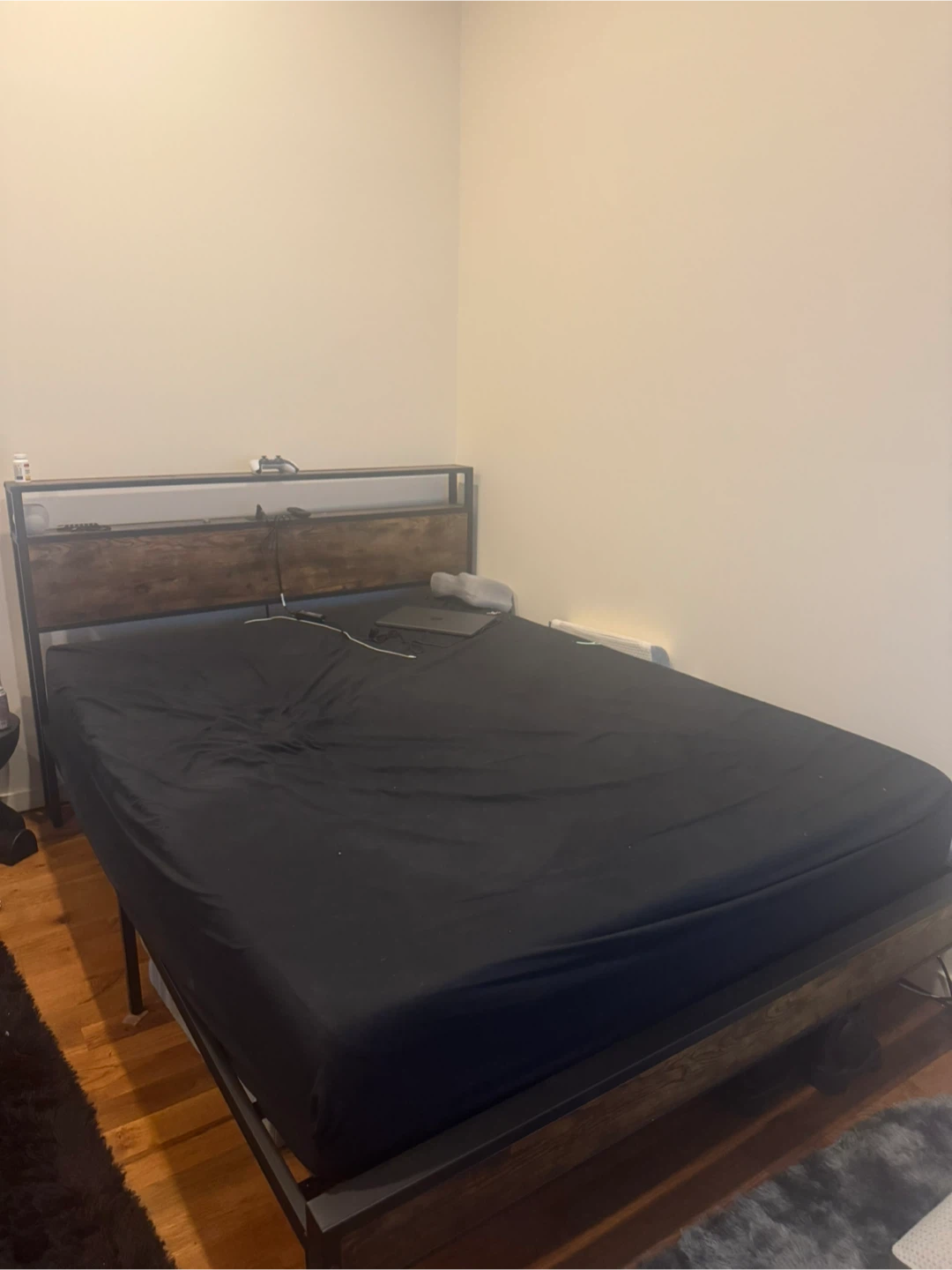 Queen Size mattress + Bed Frame with USB Ports