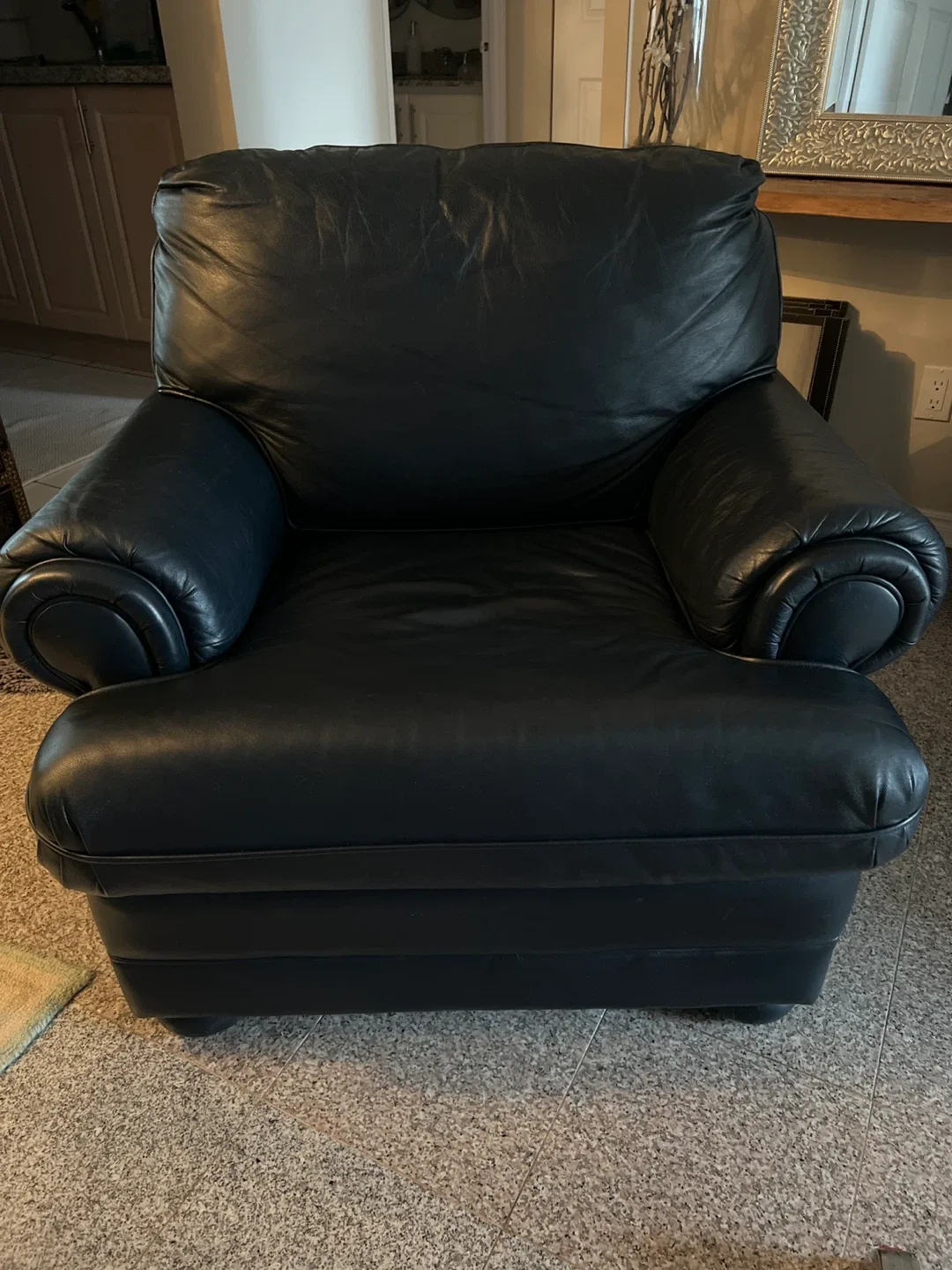 Genuine Thick Leather Armchair – Excellent Condition
