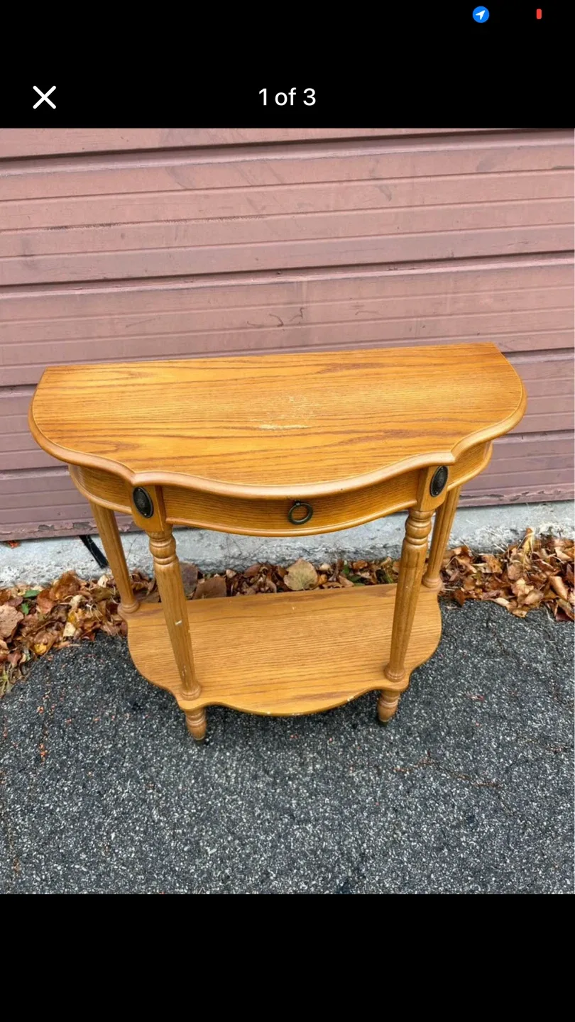 Wooden Half-Moon Console Table