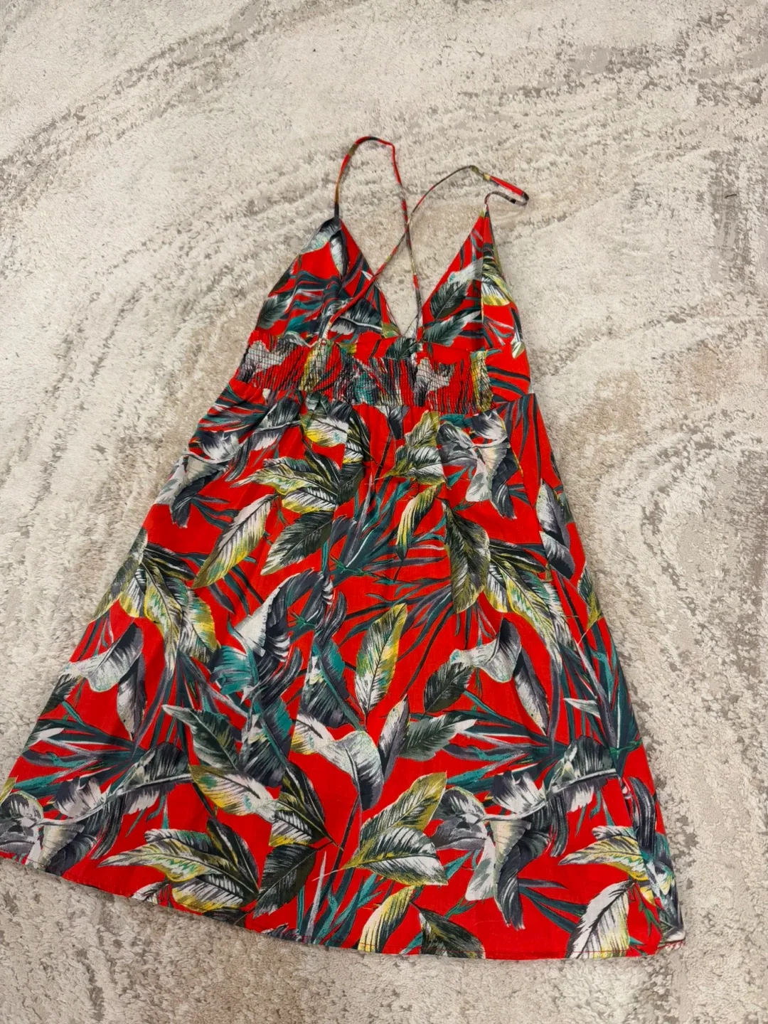 Zara Red Tropical Print Mini Dress sz M image indicator(4)