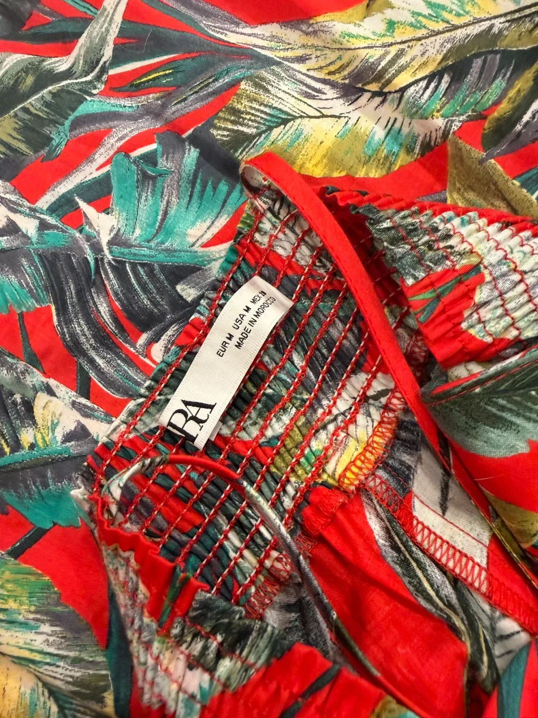 Zara Red Tropical Print Mini Dress sz M image indicator(7)