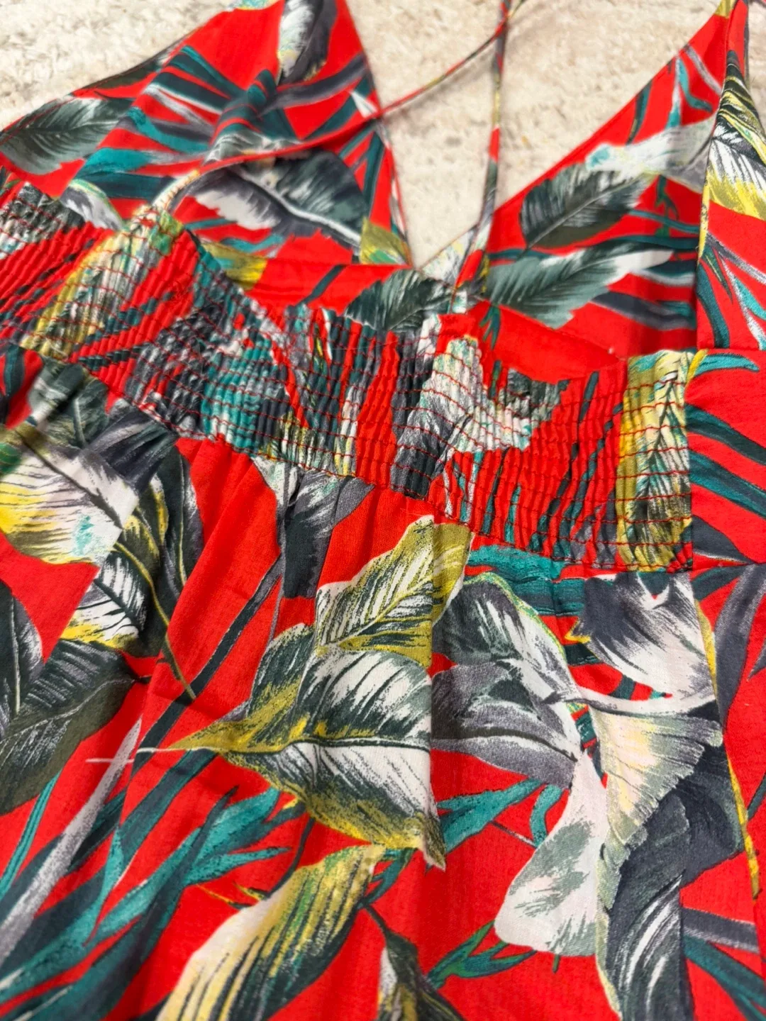 Zara Red Tropical Print Mini Dress sz M image indicator(8)
