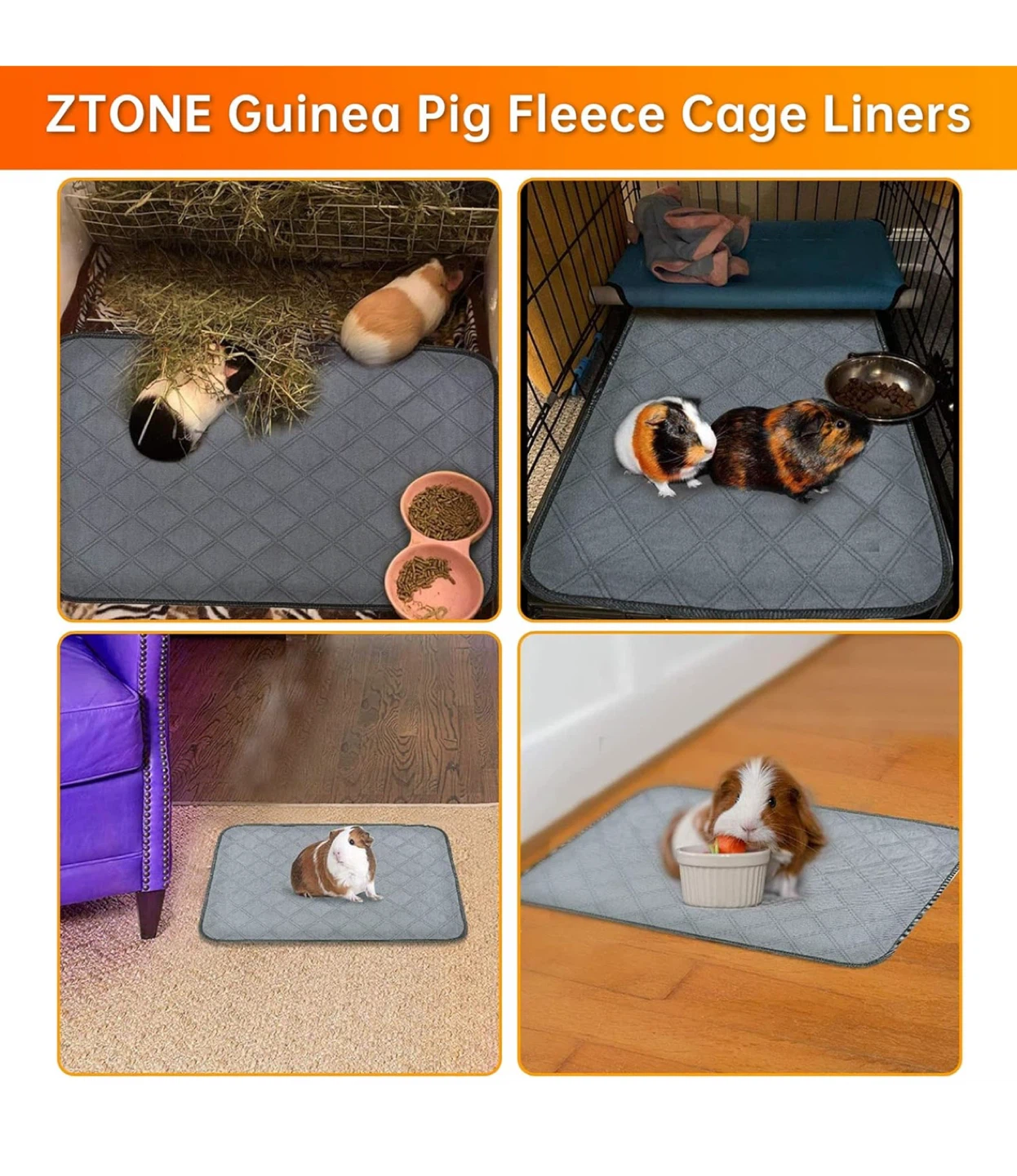 NEW ZTONE Guinea Pig/ pets Fleece Cage Liners - Grey - photo 3