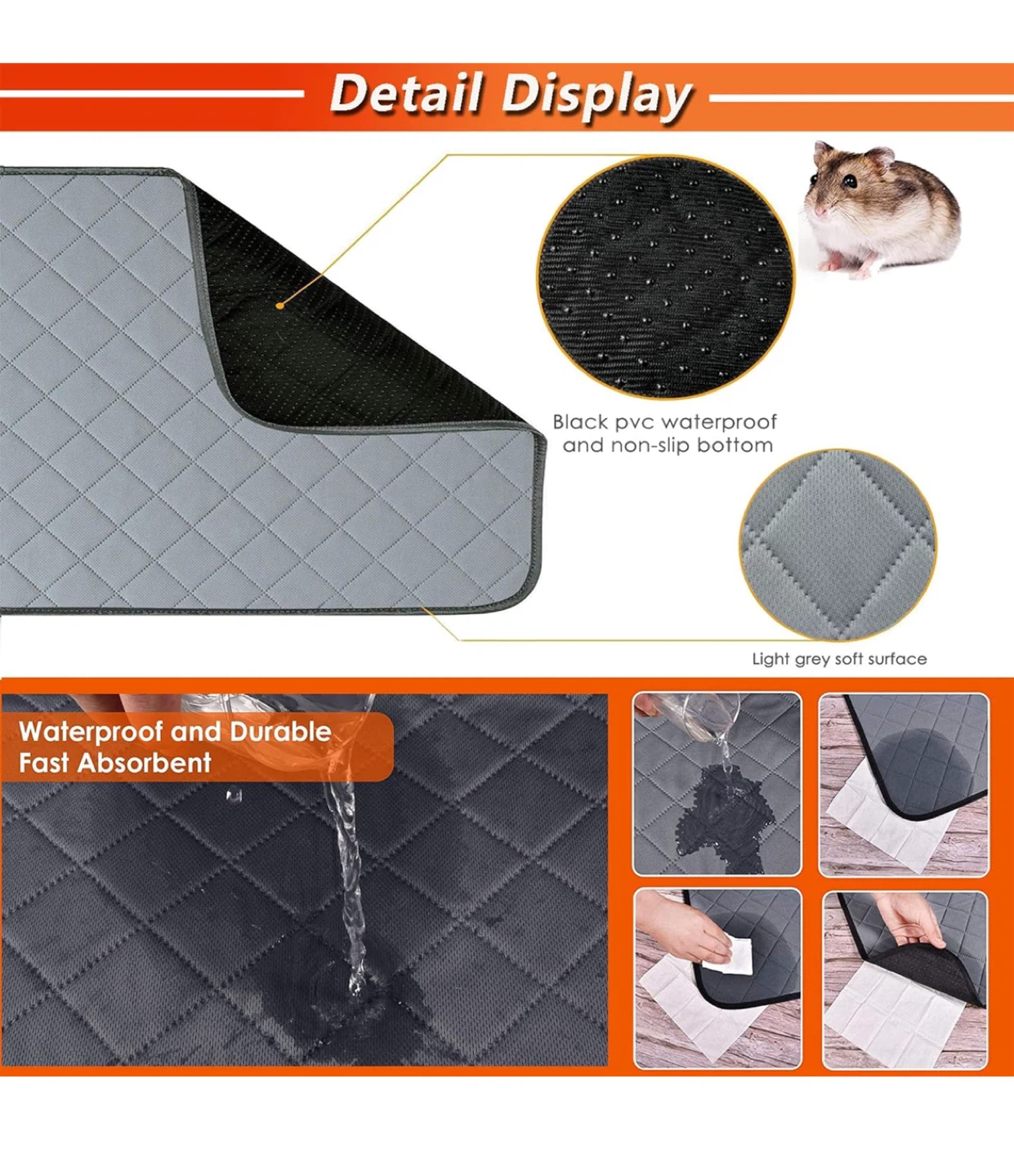 NEW ZTONE Guinea Pig/ pets Fleece Cage Liners - Grey - photo 5