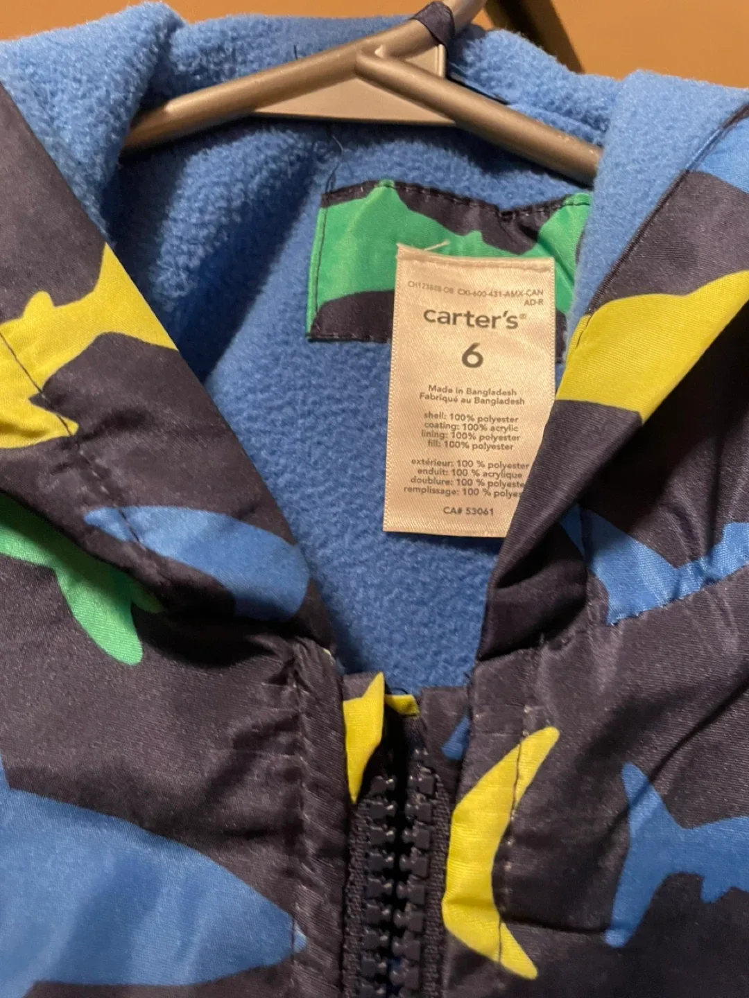 Carter's Size 6 Shark Print Rain Jacket