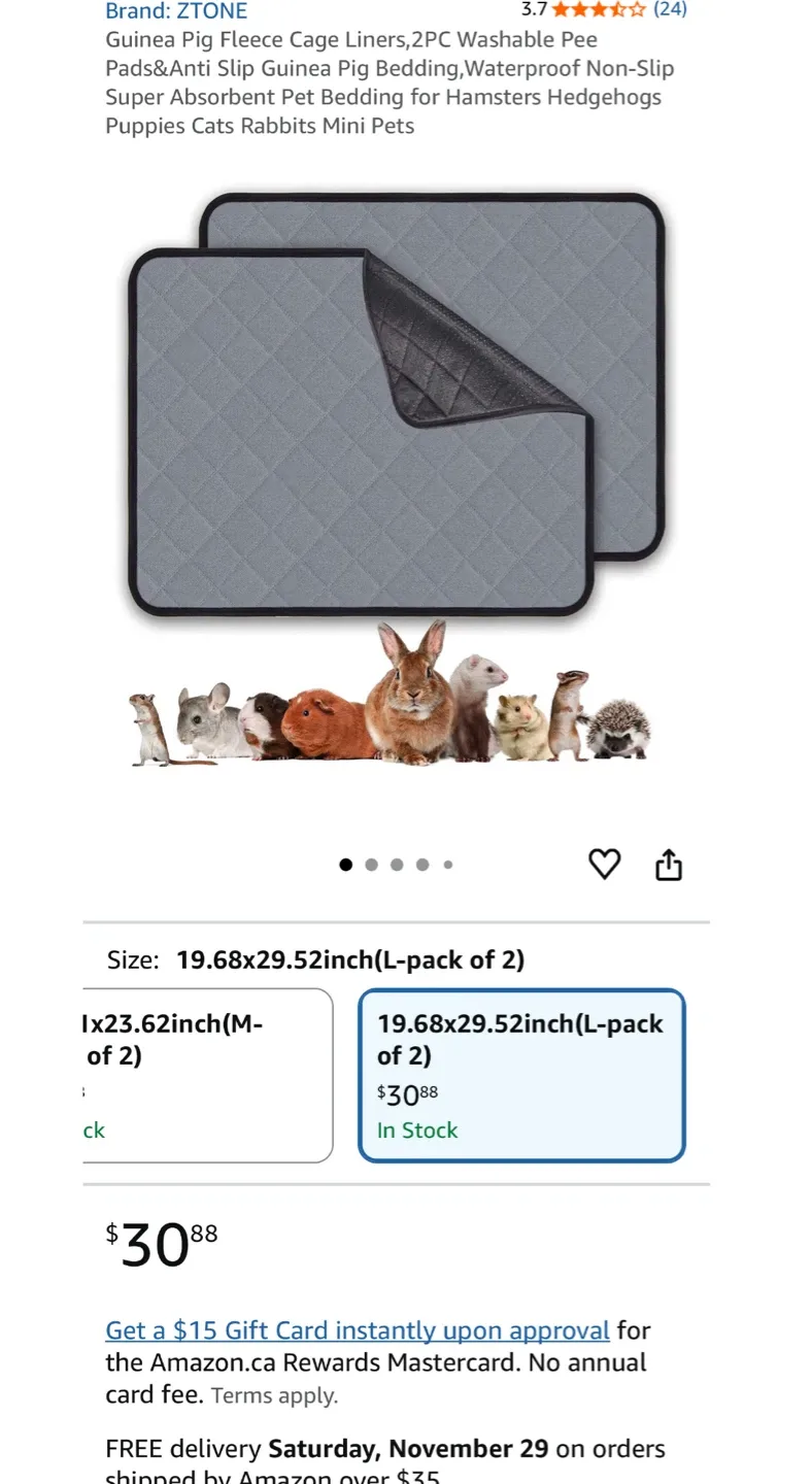 NEW ZTONE Guinea Pig/ pets Fleece Cage Liners - Grey