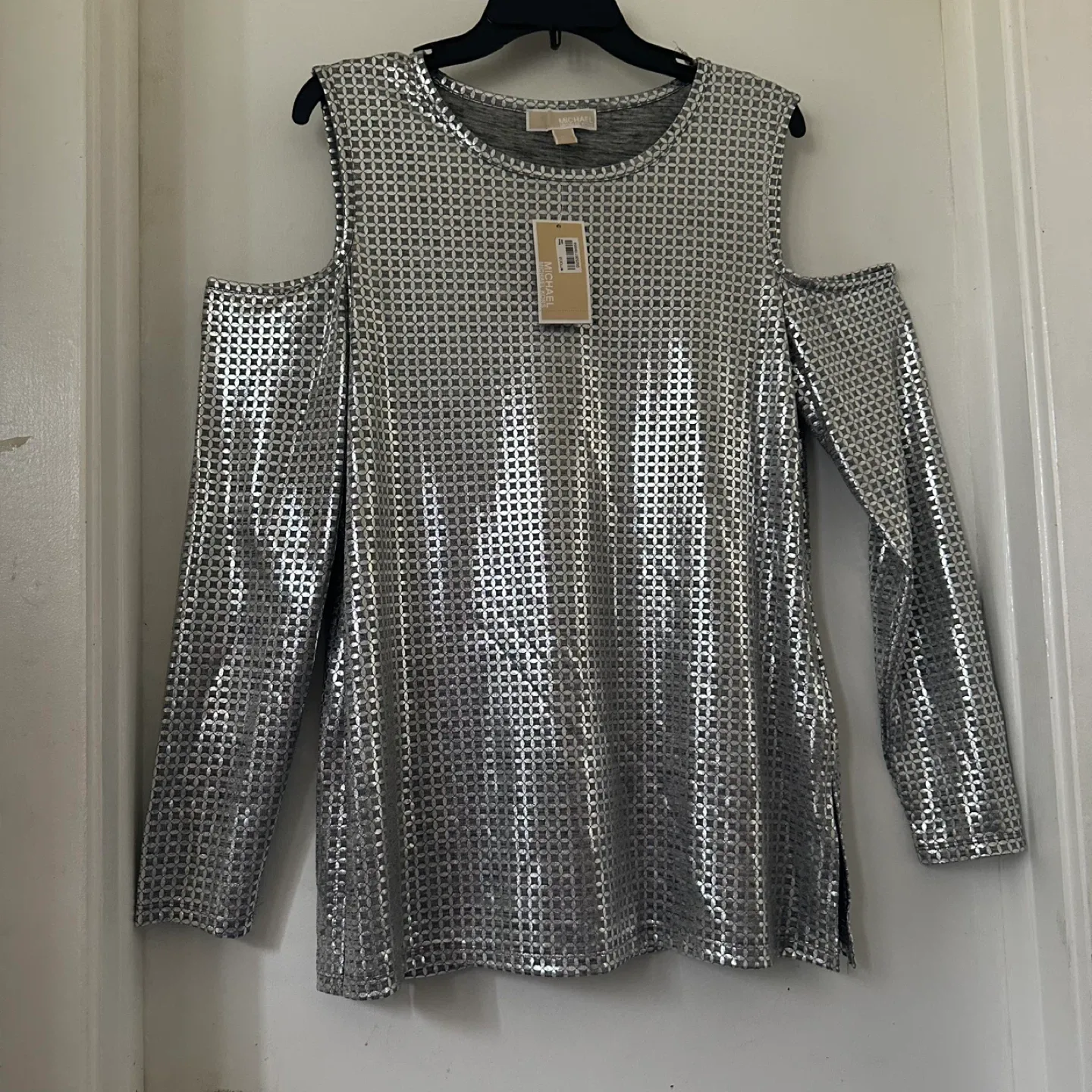 Michael Kors Silver Cold Shoulder Top - XL