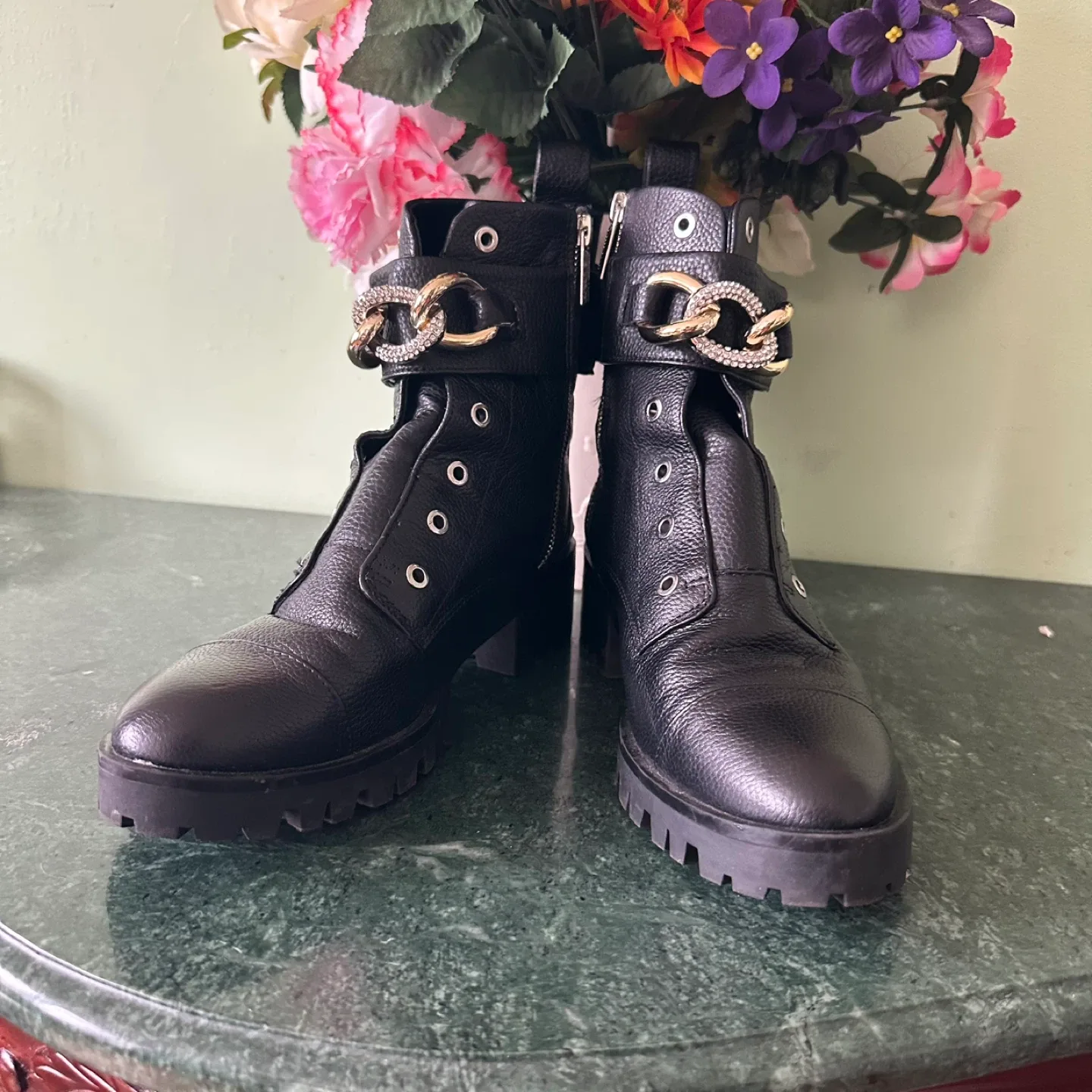 Karl Lagerfeld Black Leather Chain Boots image indicator(4)