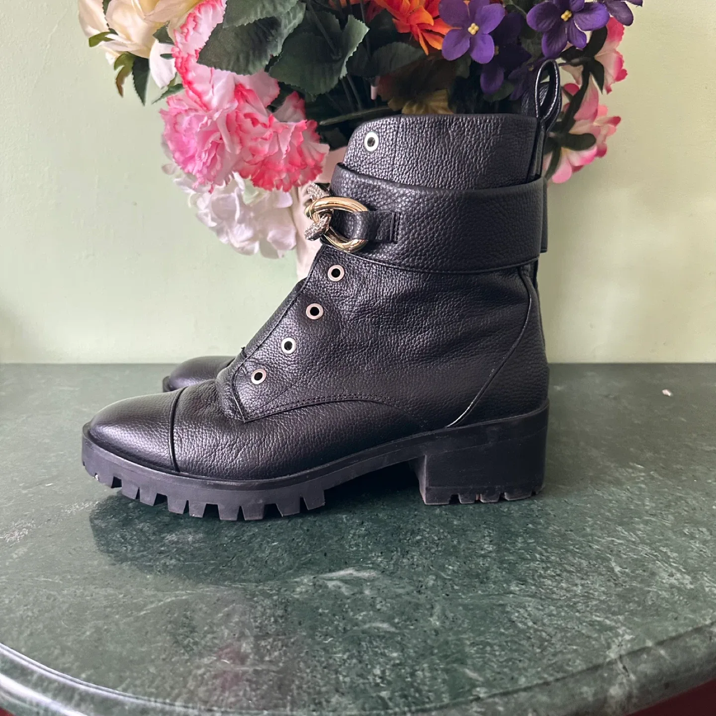 Karl Lagerfeld Black Leather Chain Boots image indicator(3)