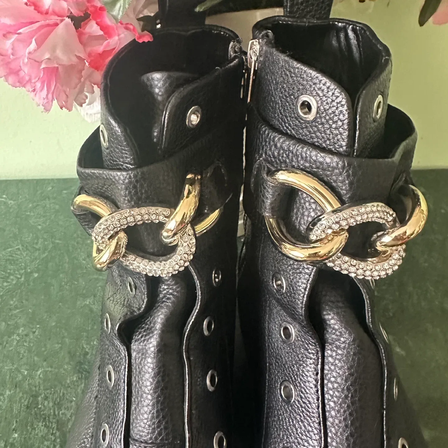 Karl Lagerfeld Black Leather Chain Boots image indicator(2)